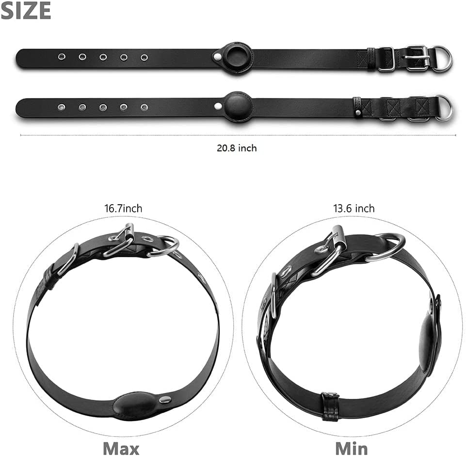 Dog Collar with Air Tag Holder, Leather Air Tag Holder Dog Collar, Adjustable Air Tag Dog Collar Holder Anti-Lost Air Tag Collar for Dogs (Black)  Jacknthe   