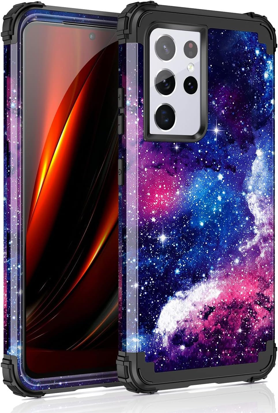 Rancase for Galaxy S21 Ultra 5G Case,Three Layer Heavy Duty Shockproof Protection Hard Plastic Bumper +Soft Silicone Rubber Protective Case for Samsung Galaxy S21 Ultra 5G 6.8 Inch,Purple Mandala  Rancase Red Sky  