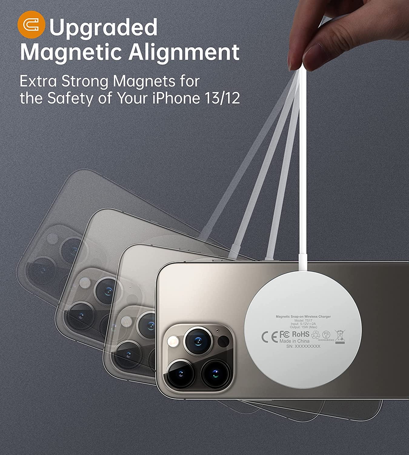 Magnetic Wireless Charger for Apple Series, Mag-Safe Charger Stand 15W Fast Wireless Charging Stand/Pad+5Ft USB-C Cable for Iphone 14 13 12 Pro Max Mini, Airpods(With 20W USB-C PD Adapter)Mag Chargers  Shenzhen Dsenbor Technology Co.,Ltd.   