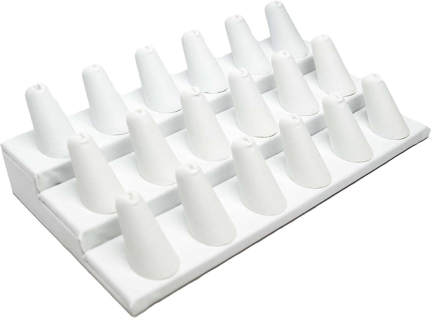 Novel Box® Single Finger Beige Linen Ring Stand Holder Jewelry Display 2X2X2 + NB Cleaning Cloth  Novel Box White Leatherette 18 (8.25X4.75X2.5") 