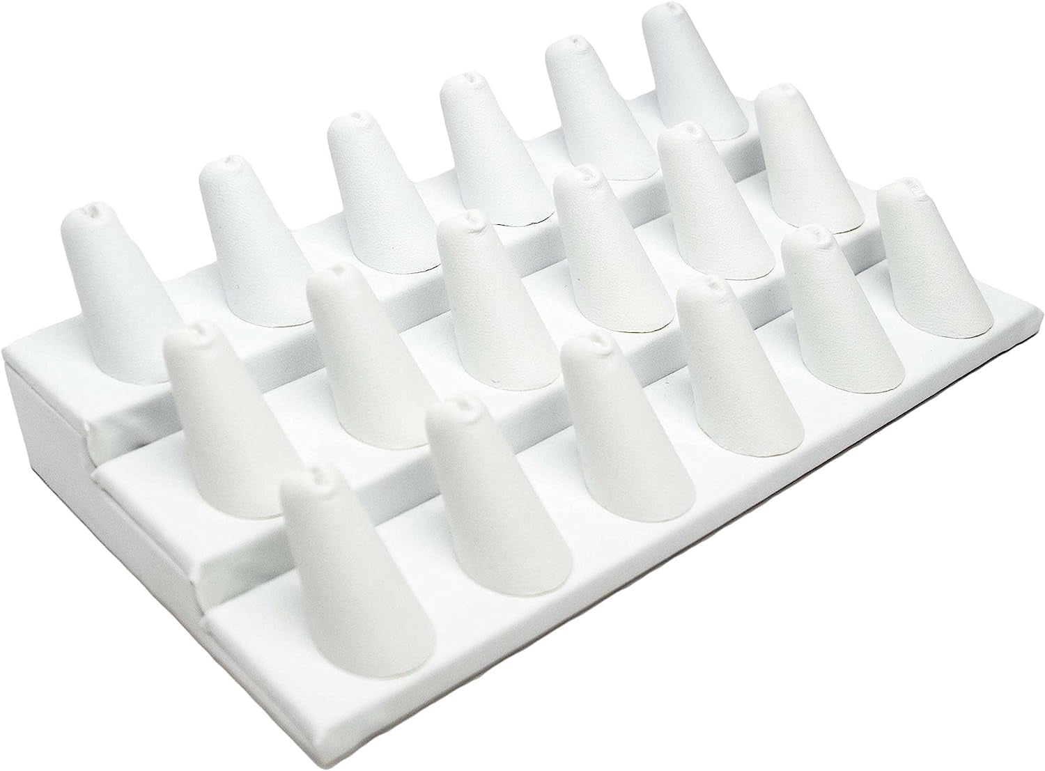 Novel Box® Single Finger Beige Linen Ring Stand Holder Jewelry Display 2X2X2 + NB Cleaning Cloth  Novel Box White Leatherette 18 (8.25X4.75X2.5") 