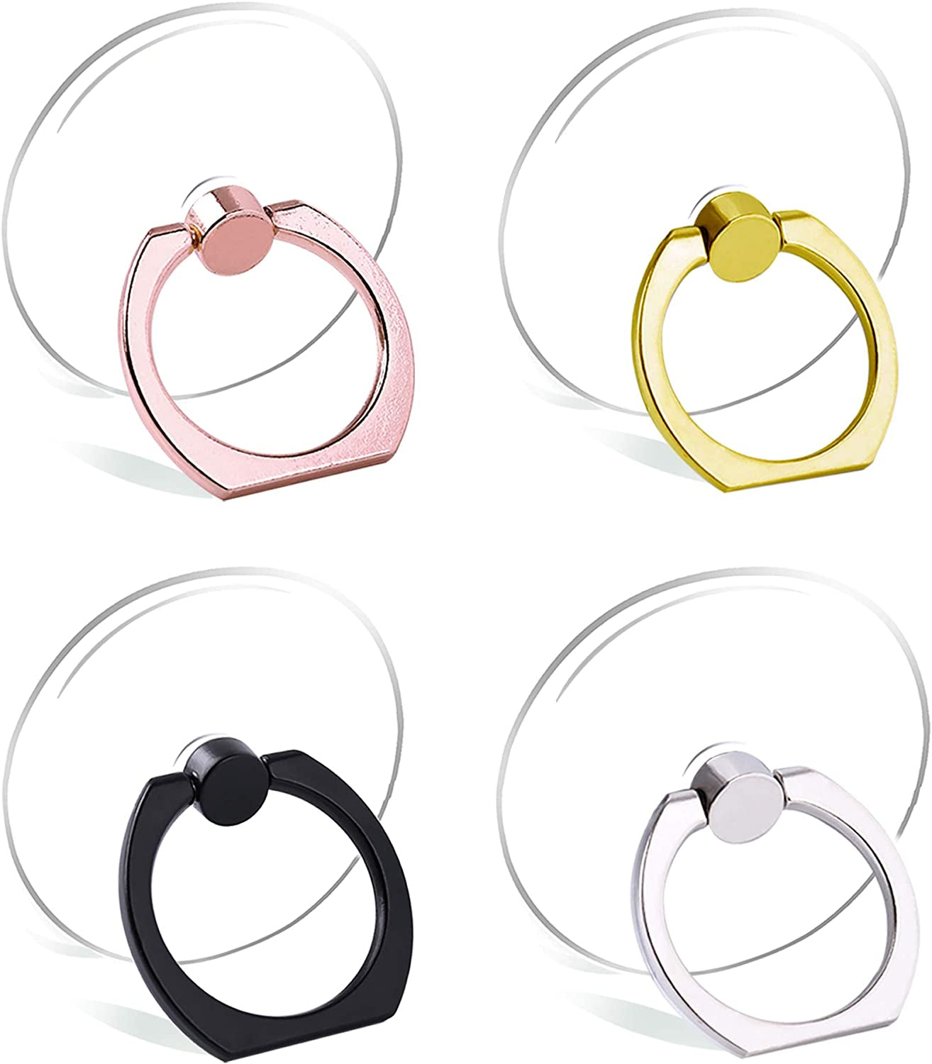 Cell Phone Ring Holder Stand Transparent Finger Grip Loop  Exoer Black Sliver Gold Rose gold (Round)  