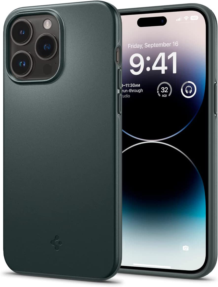 Spigen Thin Fit Designed for Iphone 14 Pro Case (2022) - Black  Spigen Abyss Green  