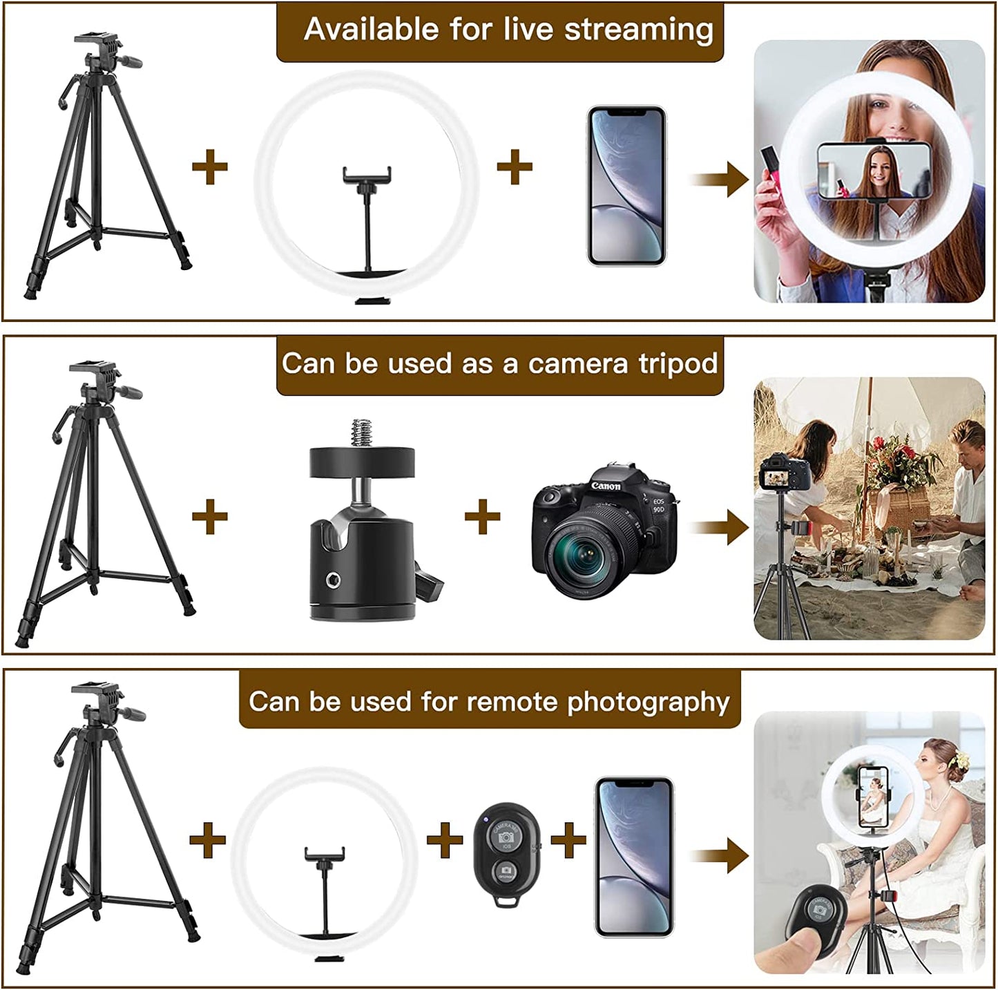 WUZHI 12'' RGB Ring Light with Tripod Stand and Phone Holder & 65'' Stand, Selfie Ring Light on Flash Shoe Mounts, 10 Dimming Levels,18 Color LED Ring Lights for Phone,Live Stream,Makeup,Youtube  WUZHI   