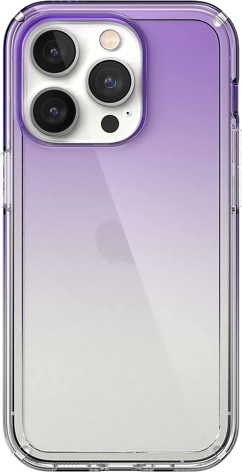 Speck Clear Iphone 14 Pro Case - Drop Protection, Scratch Resistant Dual Layer Slim Phone Case for 6.1" Iphone 14 Pro - Anti-Yellowing & Anti-Fade Case - Ombre Amethyst Purple Fade/Clear Gemshell  Speck Products   