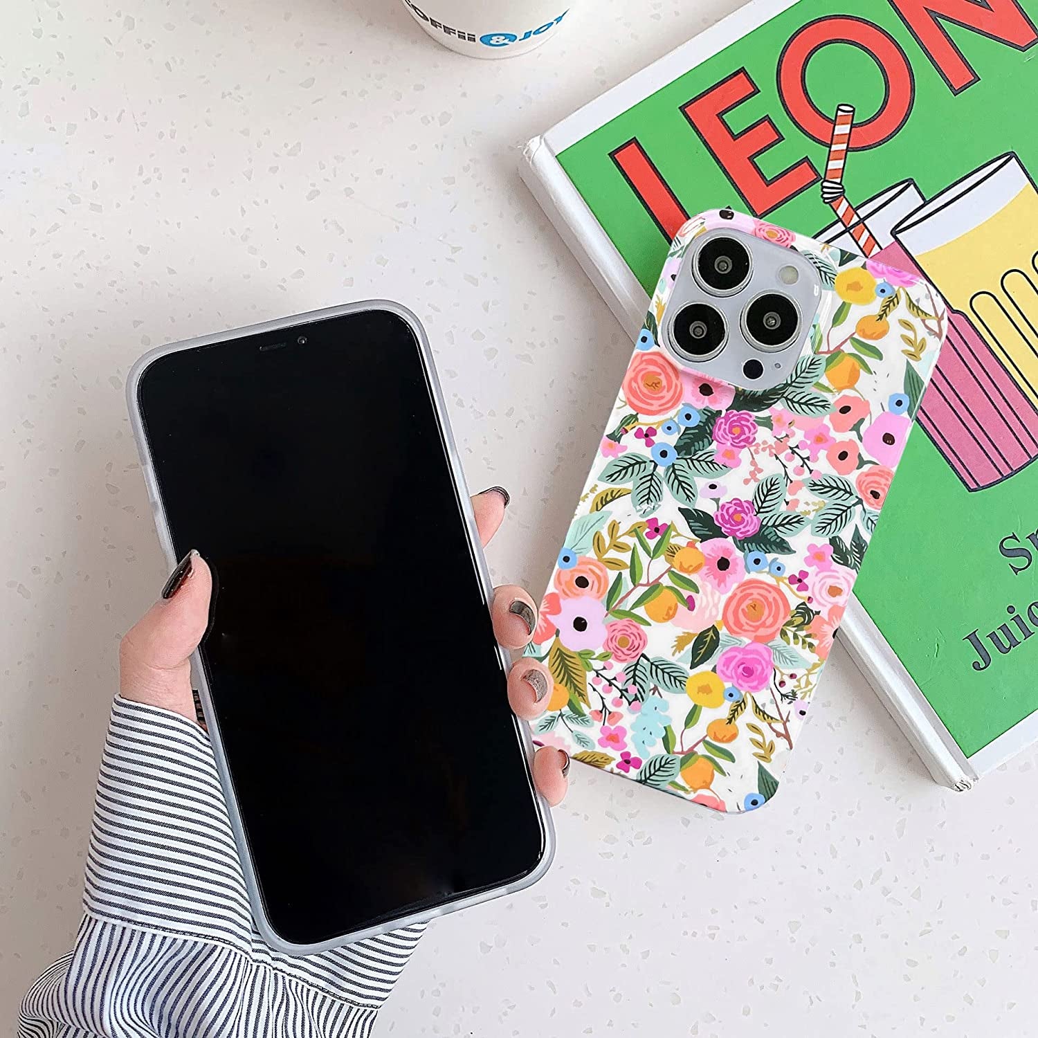 J.West Compatible with Iphone 14 Pro Max Case Soft Shockproof Cute Floral Phone Protective Cover for Women, Garden Flower Pattern Design Slim Fit Anti-Scratch 6.7" Phone Case for Girl  J.west   