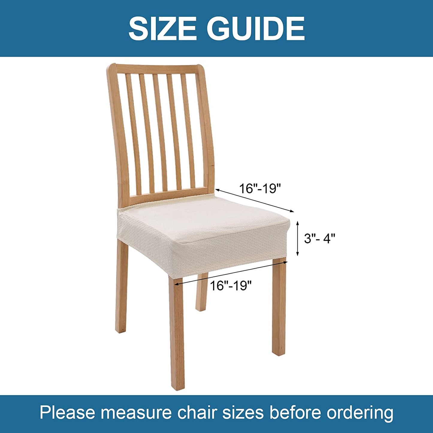 Smiry Waterproof Seat Covers for Dining Room Chairs Set of 4, Stretch Jacquard Removable Washable Chair Seat Slipcovers Protector, No Rear Covers, Beige  smiry   