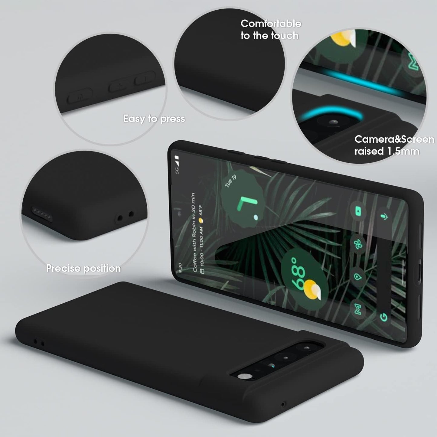 ABITKU Compatible with Google Pixel 6 Pro Case, Slim Silicone Gel Rubber Case Cover (With Microfiber Lining) Full Body Shockproof Design for Google Pixel 6 Pro - 6.7 Inch 2021 (Black)  ABITKU   