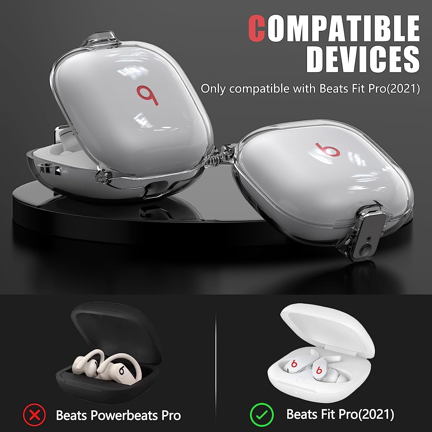 Inesore Beats Fit Pro Case with Safety Lock,Clear Case for Apple Beats Fit Pro 2021,Beats Fit Pro Accessories with Anti-Lost Keychain/Silicone Wrist Strap(Clear)  Inesore   