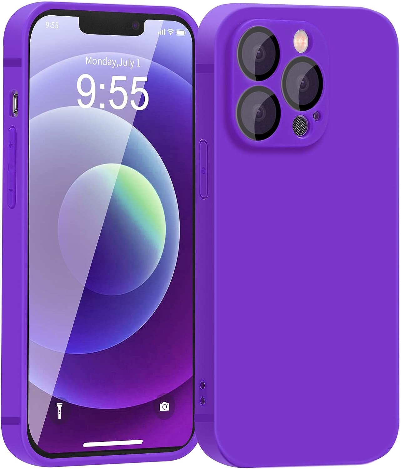 YZR Silicone Case for Iphone 12 Pro Max Case 6.7 Inch, Individual Protection for Each Lens, Liquid Silicone Phone Case with Microfiber Lining (Hawthorn Red)  YZR Purple  