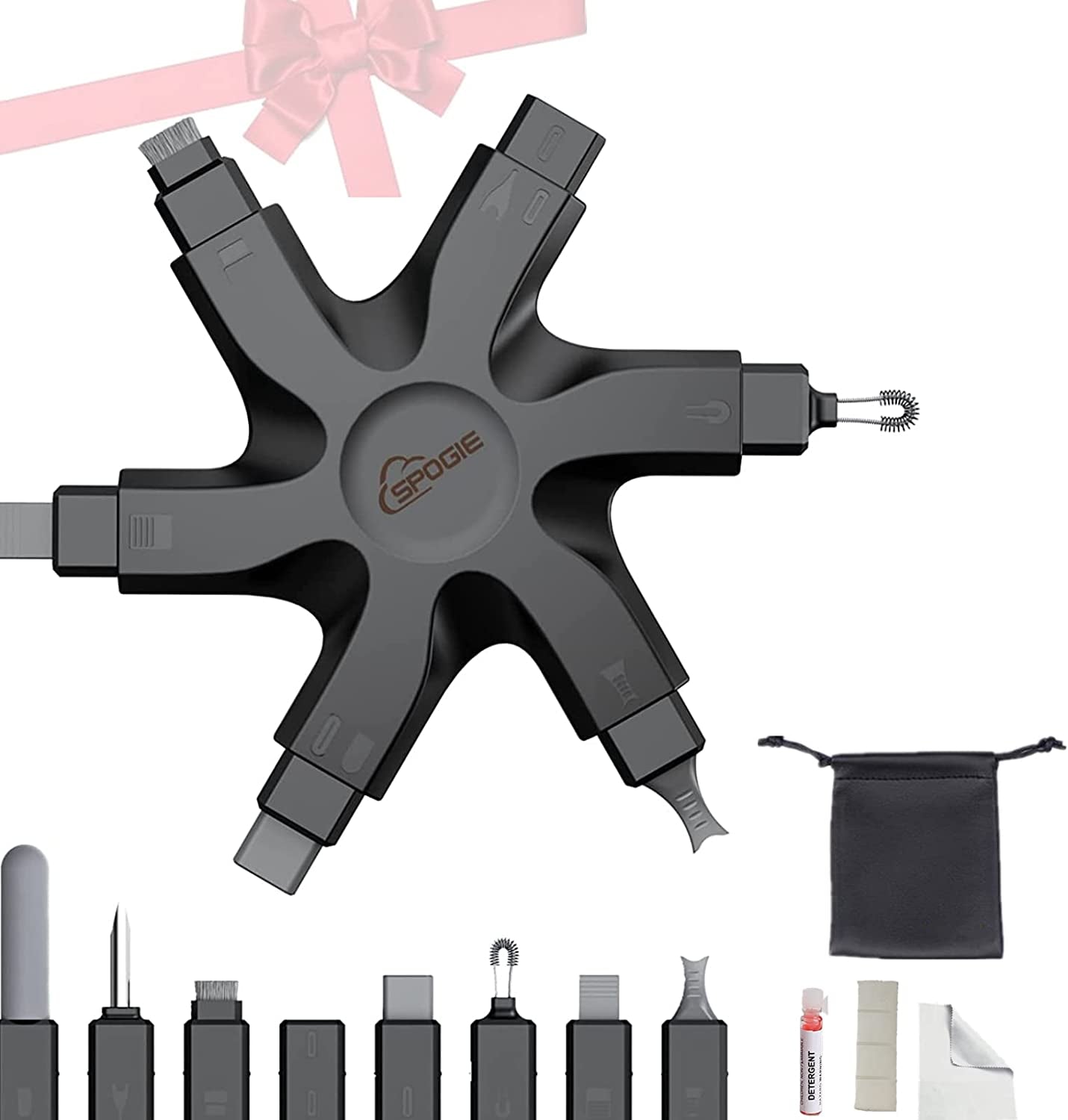 12 in 1 Iphone Cleaning Kit, Airpods Cleaning Kit with Portable Bag, Iphone Charging Port Cleaning Kit, Fix Unreliable Charging Connection, 2023 (Black)  Spogie   