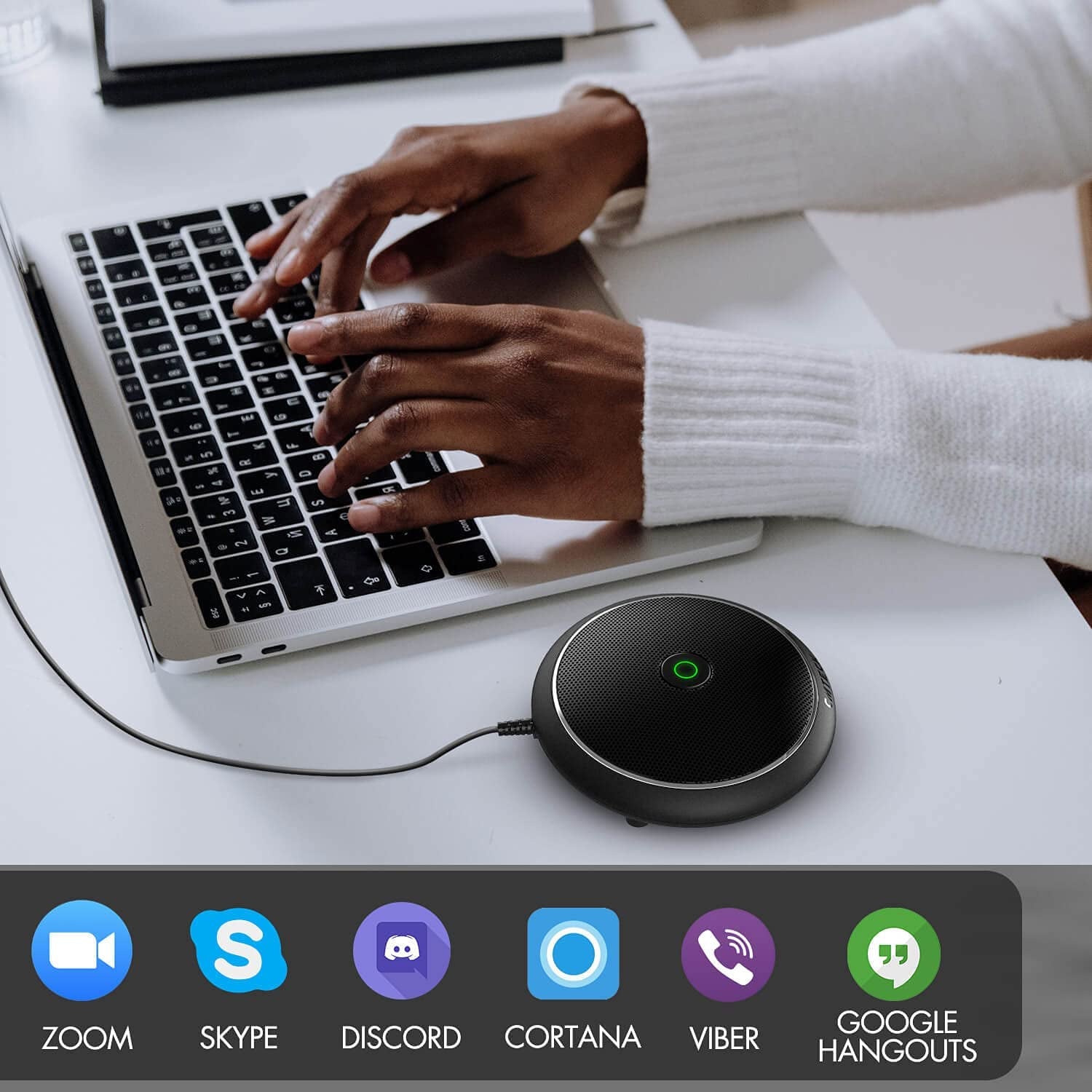 CMTECK Conference USB Microphone, Computer Desktop Mic with Mute Function, Omnidirectional Condenser PC Mic for Video, Streaming, Voip Calls, Skype, Plug & Play Compatible with Mac OS X Windows PC  CMTECK   