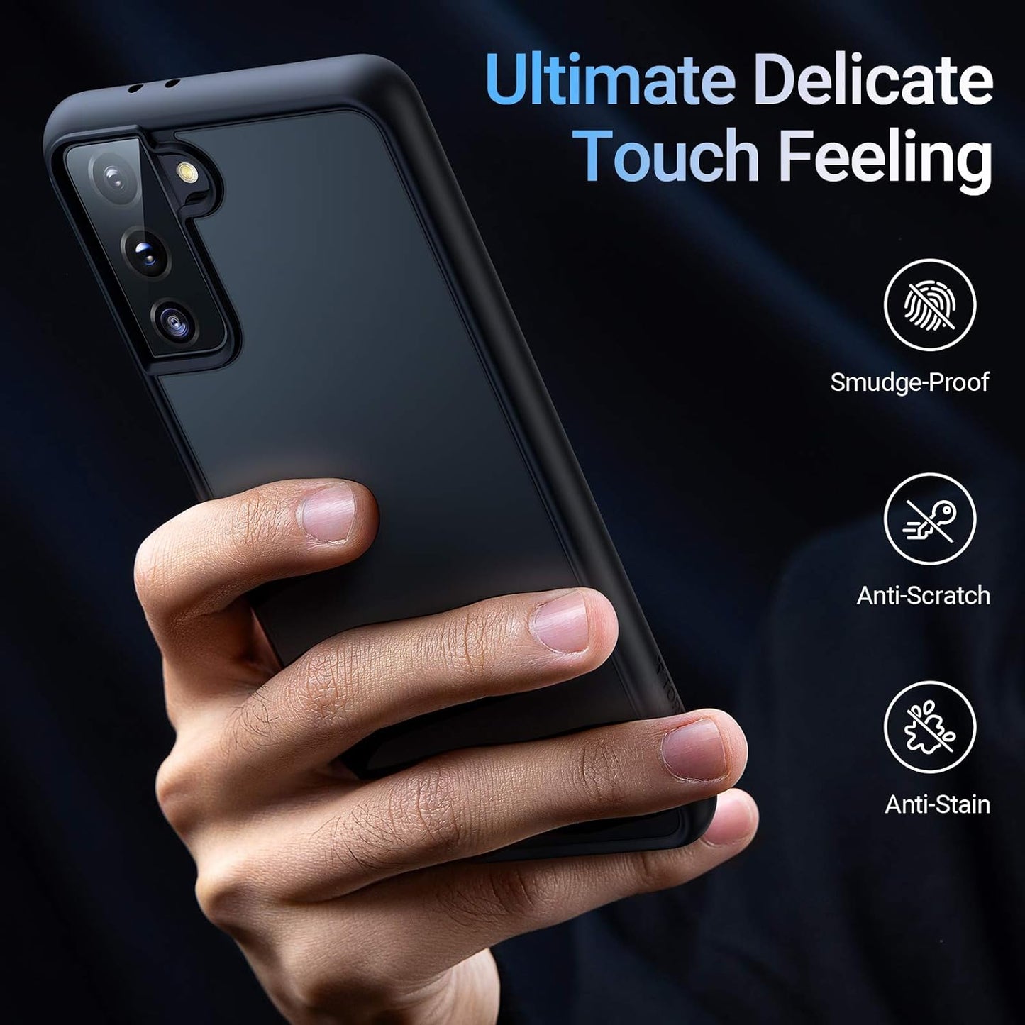 TORRAS Shockproof Designed for Samsung Galaxy S21+ plus Case 6.7'' [6FT Military Drop Protection] [Semi-Clear] Matte Hard Back & Soft Edge Slim Galaxy S21+ plus Case 5G Guardian Series, Frost Black  TORRAS   