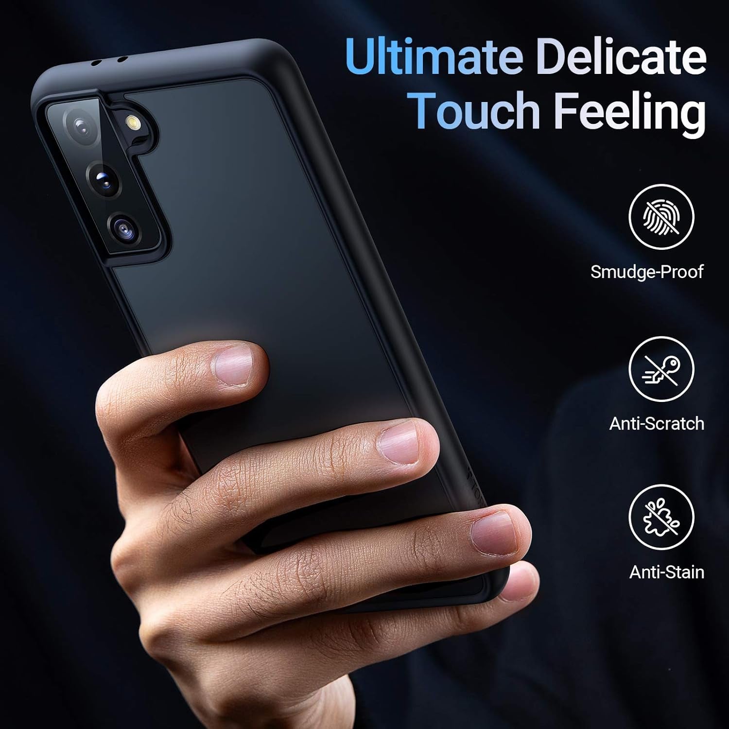 TORRAS Shockproof Designed for Samsung Galaxy S21+ plus Case 6.7'' [6FT Military Drop Protection] [Semi-Clear] Matte Hard Back & Soft Edge Slim Galaxy S21+ plus Case 5G Guardian Series, Frost Black  TORRAS   