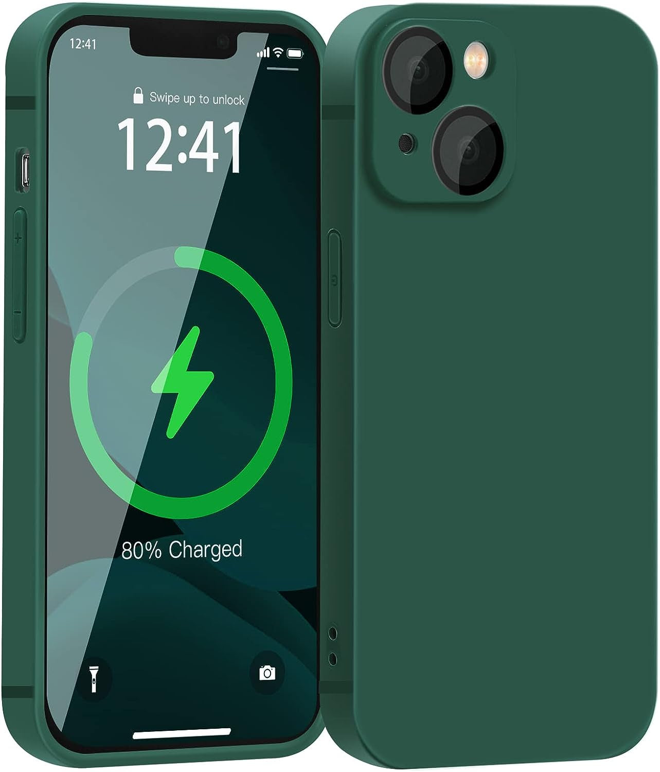 YZR Silicone Case Compatible with Iphone 13 Case (6.1 Inch 2021), with Camera Protection, Liquid Silicone Phone Case (Purple)  YZR Dark Night Green  