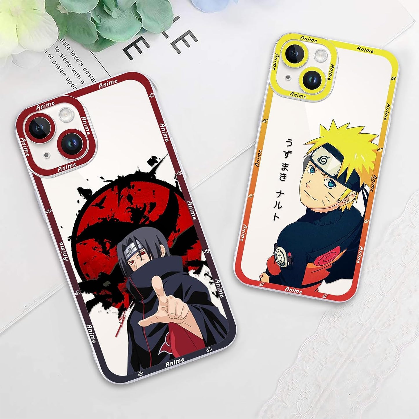 2 Pack Japanese Anime Case for Iphone 13 Mini Clear Case 5.4", Cool Manga Cute Pattern Design, Cartoon Character Cases for Men Boys Women Girls Kids, Soft TPU Funda Para Iphone13 Mini, Transparent  ZXT US   
