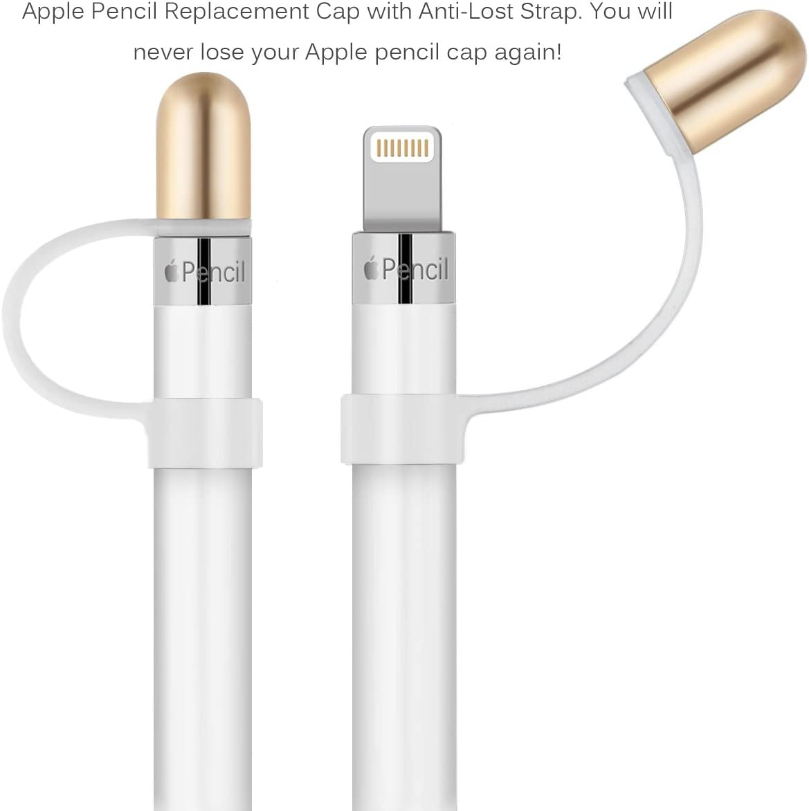 Apple Pencil Replacement Cap- Tranesca Aluminum Replacement Cap for Apple Pencil (3 in a Pack) Gold,Rose Gold,Silver- Not Magnetically Clasped  Tranesca   