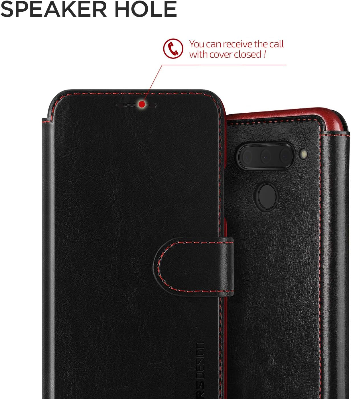 VRS DESIGN LG V40 Case, [Black] Drop Protection Cover Classy Slim Premium PU Leather Wallet [Layered Dandy] ID Credit Card Slot Holder Compatible with LG V40 (2018)  VRS DESIGN   