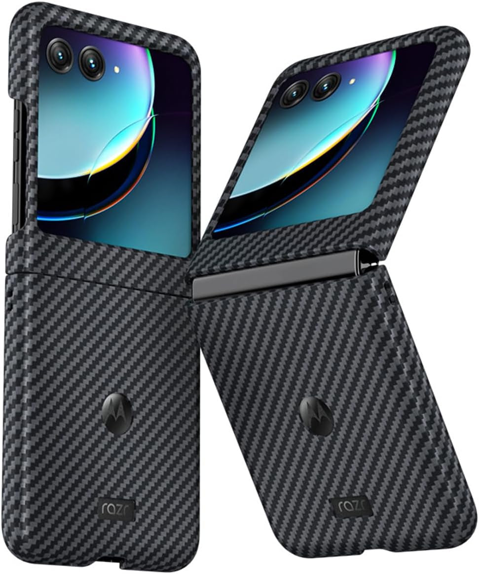 Haeuorey for Motorola Razr plus Case, 100% Aramid Fiber Slim Fit Motorola Razr+ Case, Full Cover Shockproof Slim Phone Protection Case Cover for Moto Razr+ plus 5G (2023) (Black)  Haeuorey   