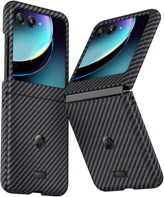 Haeuorey for Motorola Razr plus Case, 100% Aramid Fiber Slim Fit Motorola Razr+ Case, Full Cover Shockproof Slim Phone Protection Case Cover for Moto Razr+ plus 5G (2023) (Black)  Haeuorey   