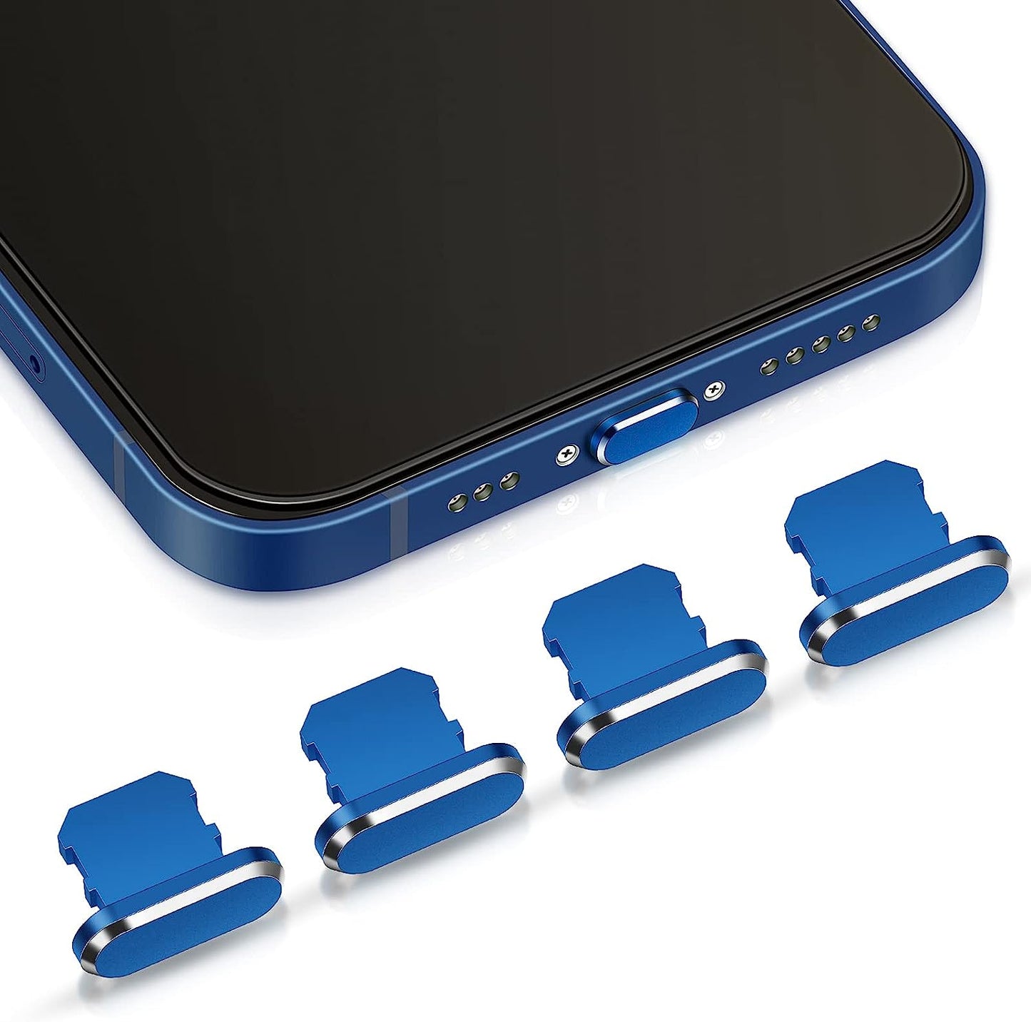 4 Pieces anti Dust Plugs Compatible with Iphone 11, Iphone 12 Protects Charging Dust Cover Compatible with Iphone 11, 12, Pro, Max/X/Xs/Xr, 7, 8 Plus, Ipad Mini/Air (Black)  Weewooday Dark Blue  