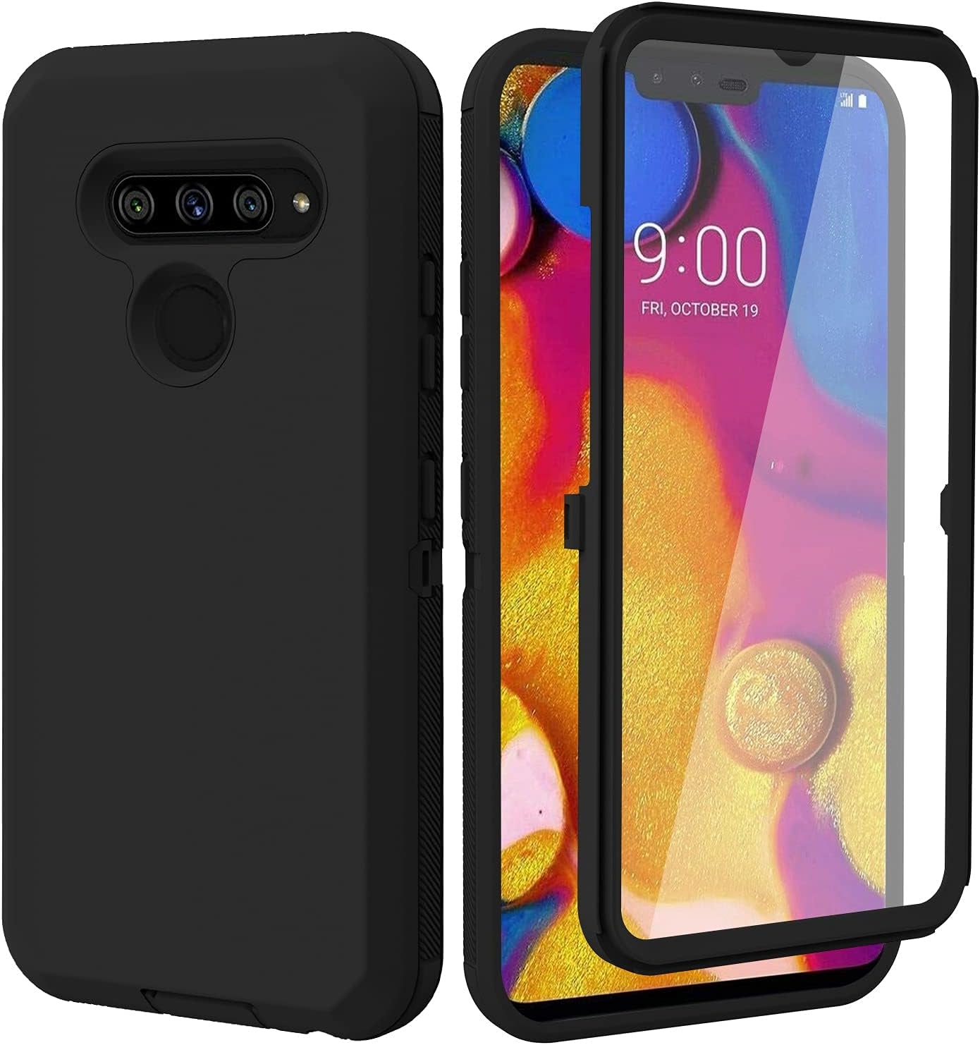 Annymall for LG V40 Case, LG V40 Thinq Case, with Built in Screen Protector Full Body Rugged 3 in 1 Bumper Heavy Duty Shockproof Drop/Dust-Proof Protective Phone Case Cover for LG V40 (Wine/Pink)  Annymall Black  