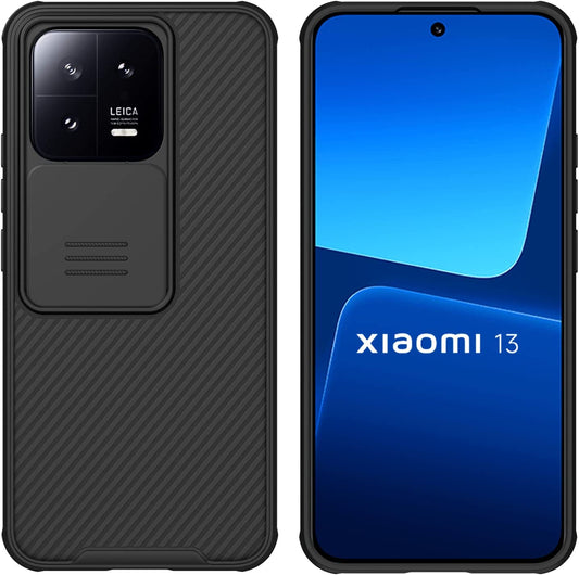 Miimall for Xiaomi 13 Case: Slide Camera Cover, Anti-Slip PC Slim Shockproof Phone Case for Xiaomi 13 5G (6.36") in Black  Miimall   