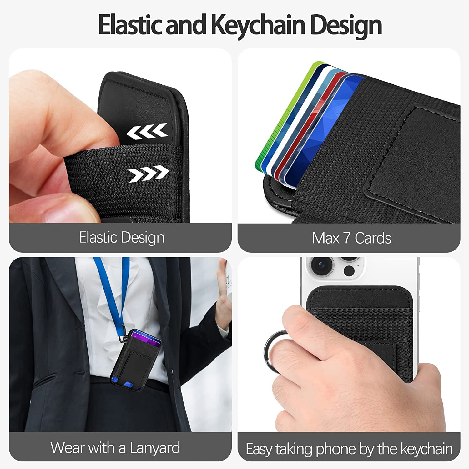 Magnetic Card Wallet Holder for Apple Magsafe, Magsafe Wallet for Iphone 14 Iphone 13 Iphone 12 Magsafe Leather Wallet, Magnetic Card Holder for Back of Iphone 14/13/ 12 Series, Fit 7 Cards, Black  ExtreLife   