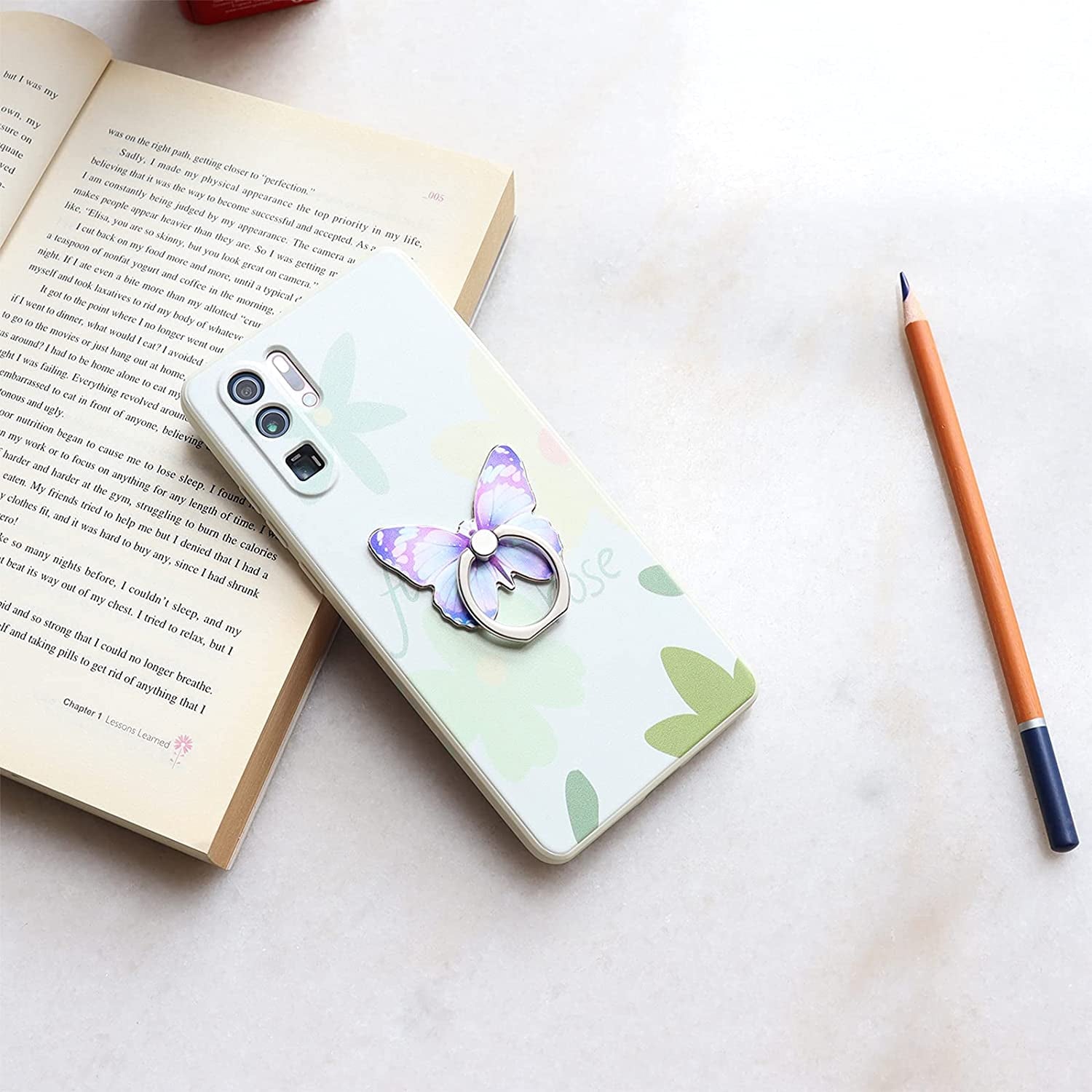 Butterfly Cell Phone Ring Holder Finger Ring Grip Stand 360° Rotation 180° Flip Universal Kickstand Compatible with All Smartphones  LaMignonne   