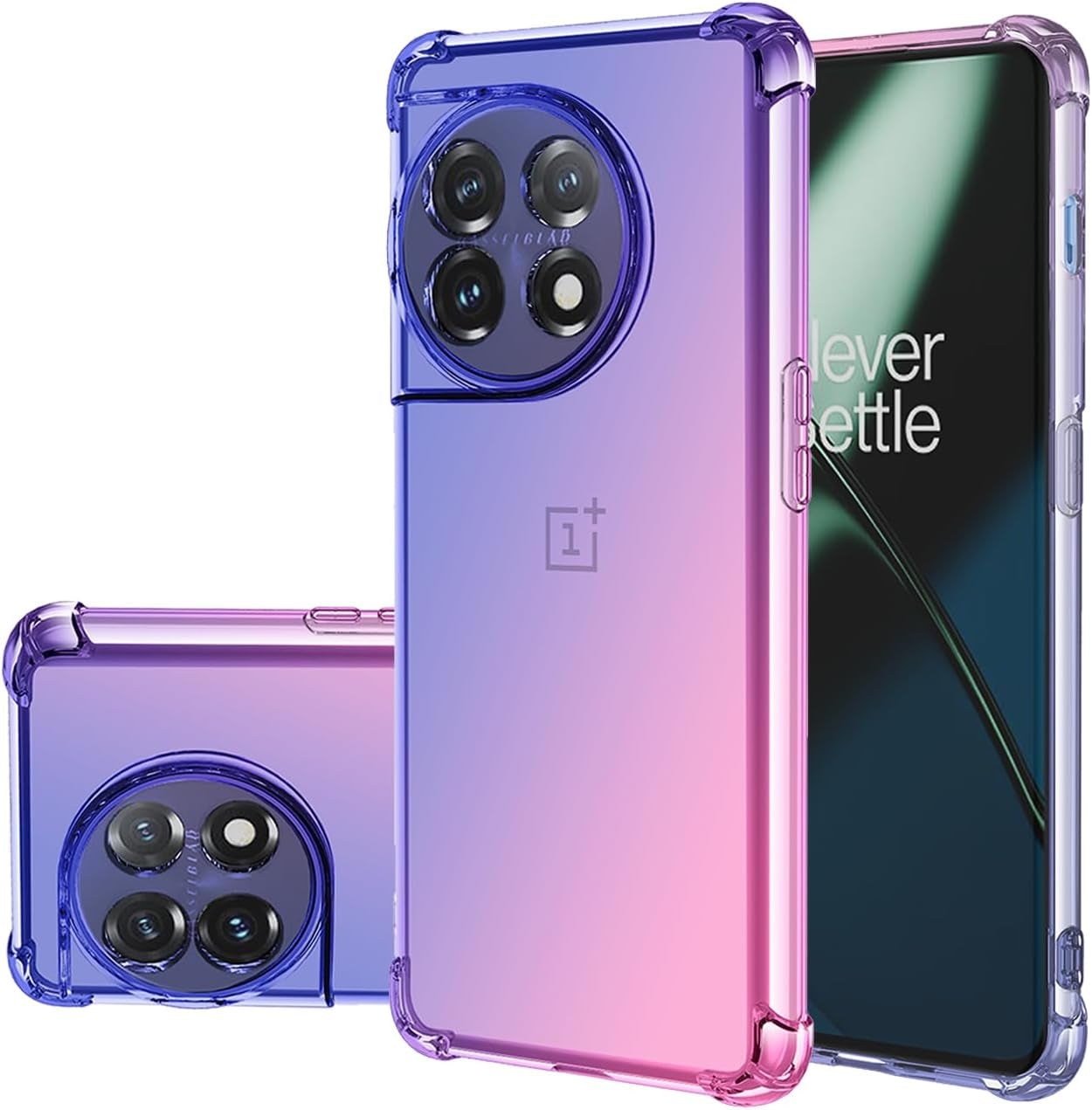 Gufuwo Case for Oneplus 11 Case, One plus 11 5G PHB110 Cute Case Girls Women, Gradient Slim anti Scratch Soft TPU Phone Cover Shockproof Protective Case for Oneplus 11 5G (Pink/Purple)  Gufuwo Blue/Pink  