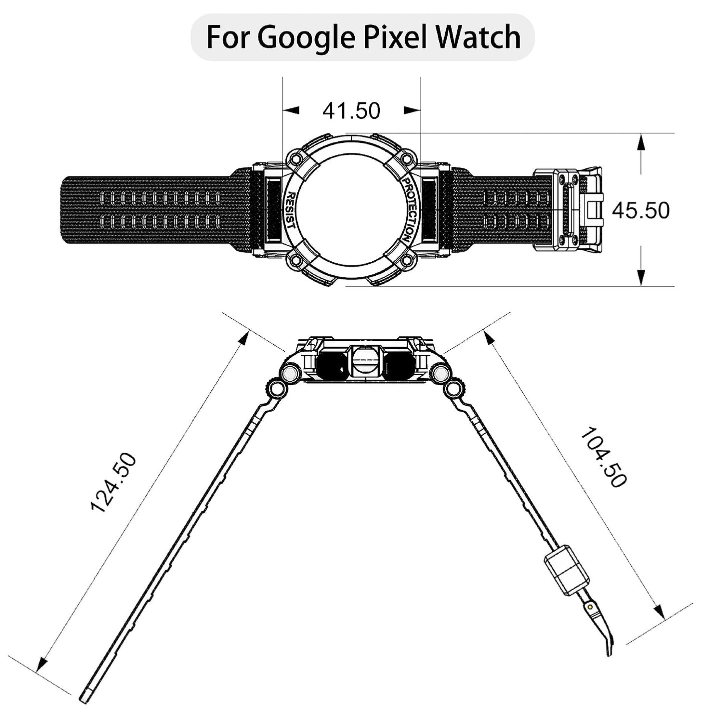 Pixel Watch Band Google Pixel Watch Band Silicone Watch Band Strap Shockproof Replacement Band One-Piece Strap for All-Round Protection Breathable Light Weight (Black)  BODYMART   
