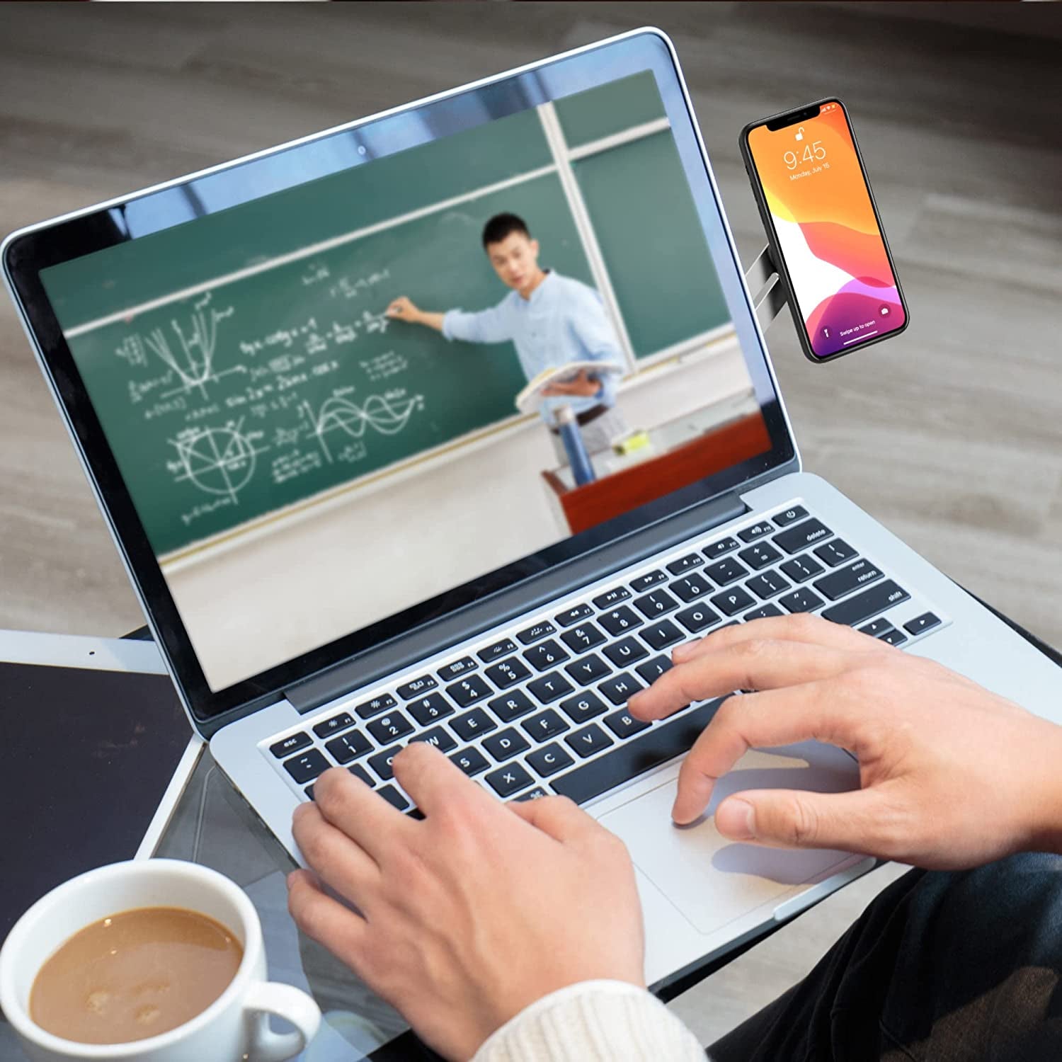 Jumping Frog Laptop Phone Holder, Adjustable Monitor Phone Mount, Iphone Monitor Mount Expansion Bracket, Slim Foldable Laptop Phone Mount for Iphone 14/13 Series / 12 Pro Max/ 12 Pro/ 12 Mini Silver  Jumping frog   