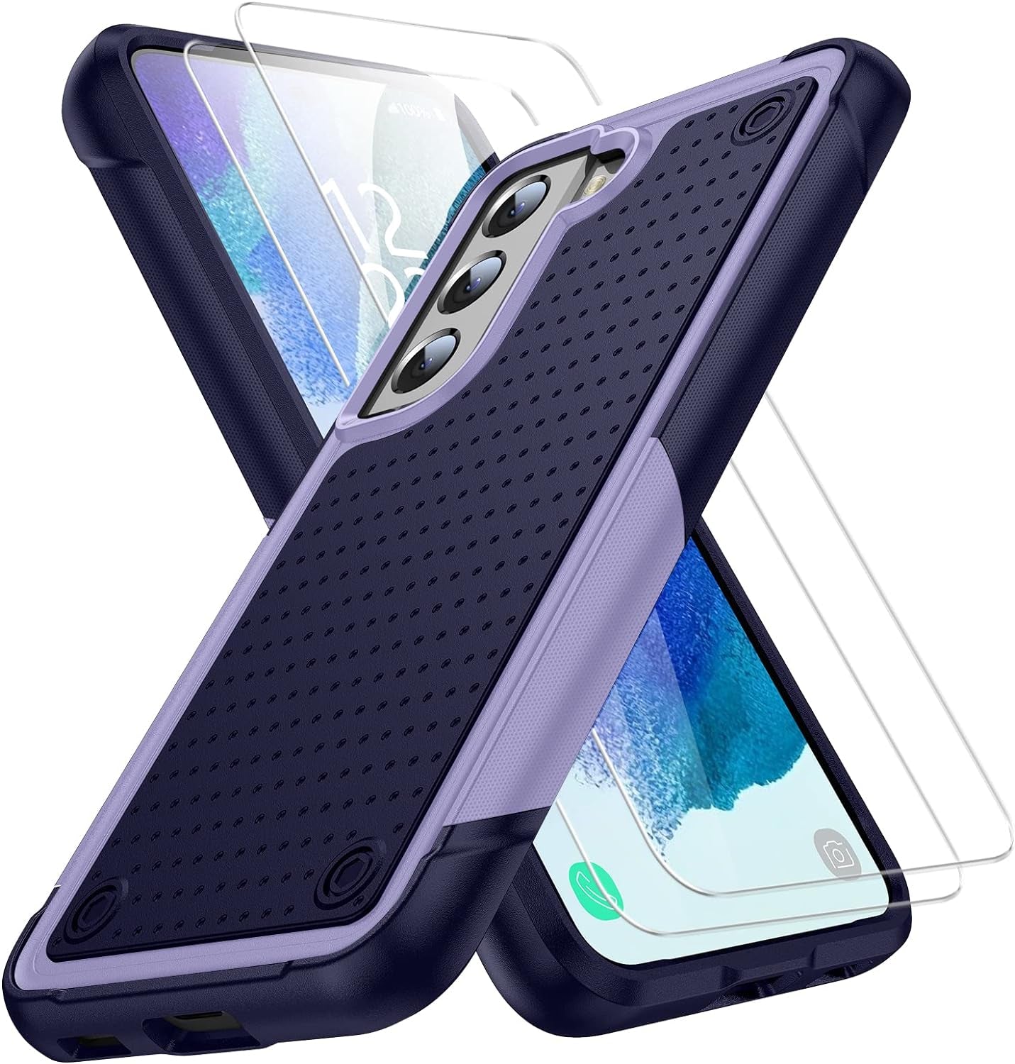 AYMECL for Samsung Galaxy S21 plus Case, S21 plus Case with Self Healing Flexible TPU Screen Protector[2 Pack], Military Grade Dual-Layer Heavy Duty Protection Case for Galaxy S21 plus 5G-Black  AYMECL Purple/Blue  