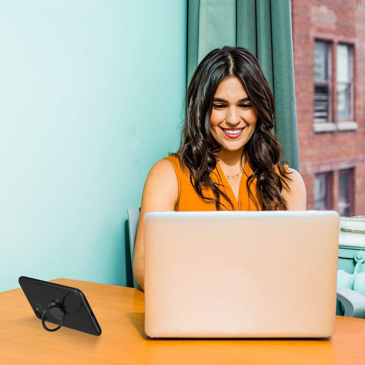 ICHECKEY Phone Ring Holder, Finger Ring Stand 360°Rotation Metal Phone Ring Grip Kickstand Compatible with All Smartphone, Ipad, Tablet - Gloss Black  ICHECKEY   