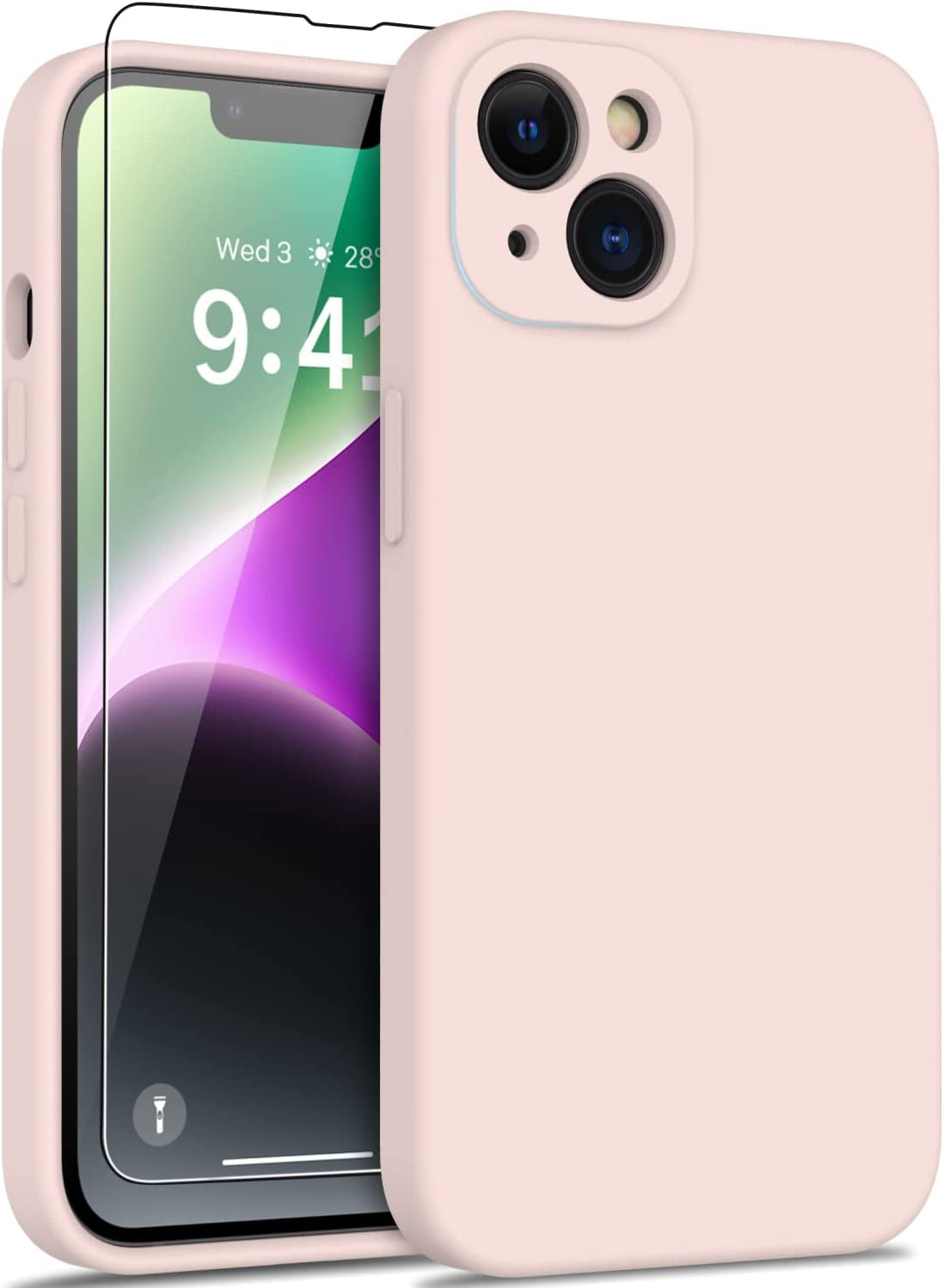 DEENAKIN Iphone 14 plus Case with Screen Protector,Enhanced Camera Cover,Passing 16Ft Drop Tested Soft Silicone Gel Rubber,Slim Fit Protective Phone Case for Iphone 14 plus 6.7" Hot Pink  DEENAKIN Light Pink  