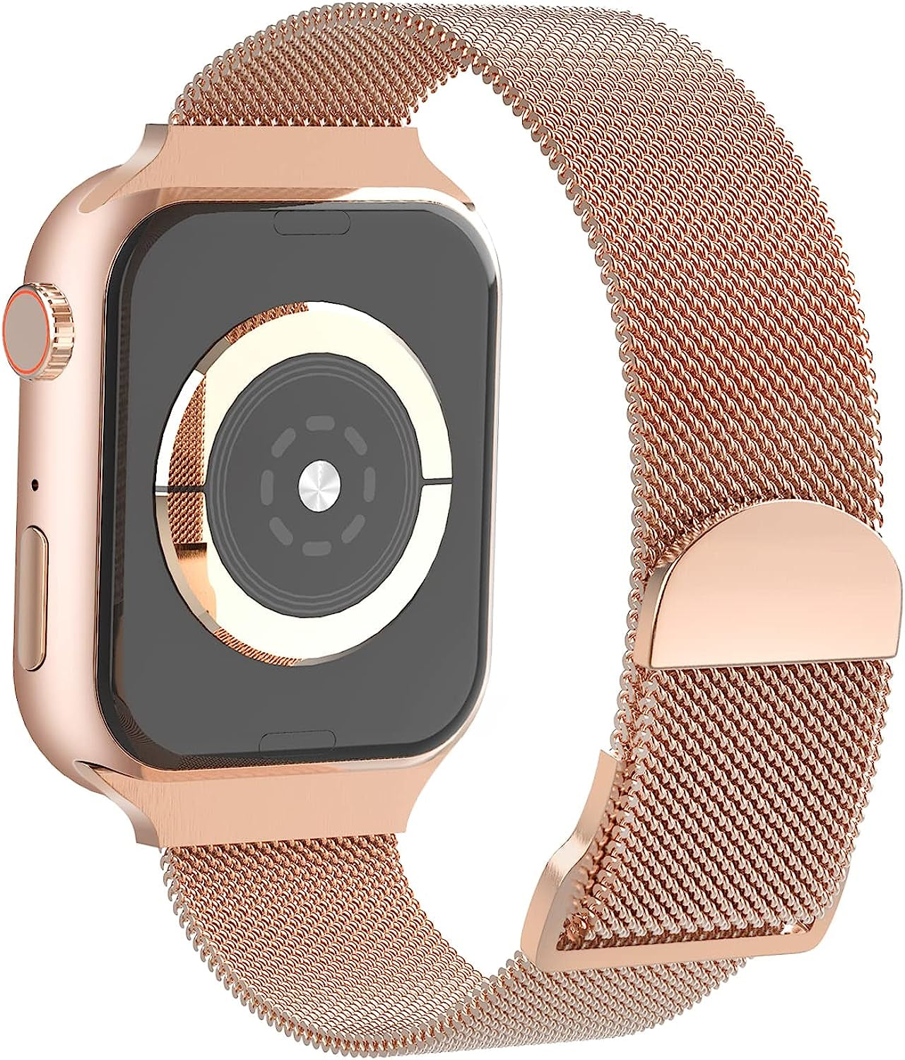 Magnetic Mesh Metal Bands Compatible with Apple Watch Band 38Mm 40Mm 41Mm 42Mm 44Mm 45Mm 49Mm for Milanese Sport Clasp Loop Strap Women Men for Iwatch Series 8 7 SE 6 5 4 3 2 1  HYRUNHX Rose Gold 42/44/45mm 