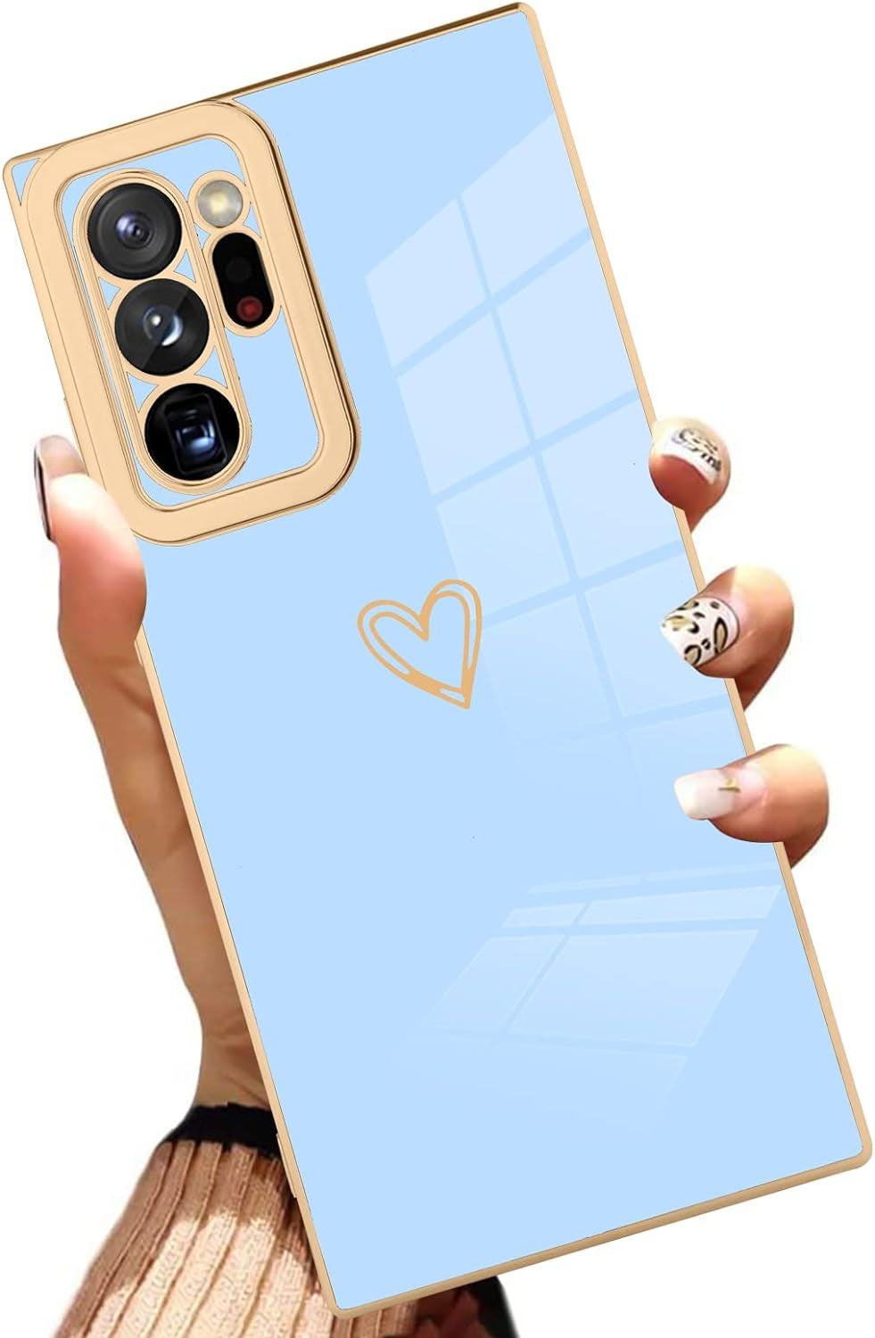 AIGOMARA Compatible Samsung Galaxy Note 20 Ultra Case with Strap Clear Case Cow Print Butterflies Shockproof Protection Soft TPU and Hard PC Back Anti-Scratch Slim Cover for Note 20 Ultra  AIGOMARA Plating-Blue  