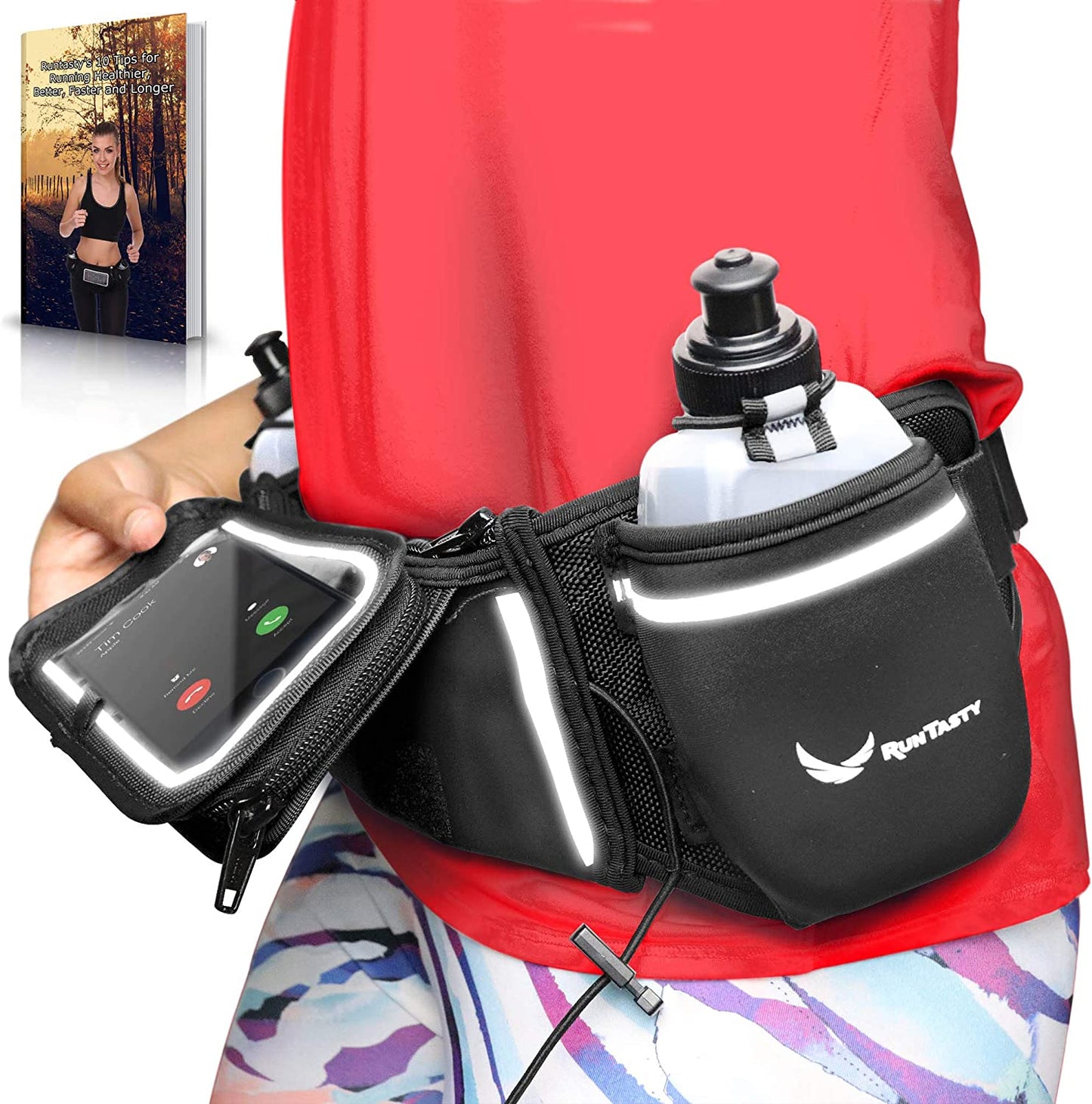 [Voted No.1 Hydration Belt] Runtasty Winners' Running Fuel Belt - Includes Accessories: 2 BPA Free Water Bottles & Runners Ebook - Fits Any Iphone - W/Touchscreen Cover - No Bounce Fit and More!  Karma Gear   