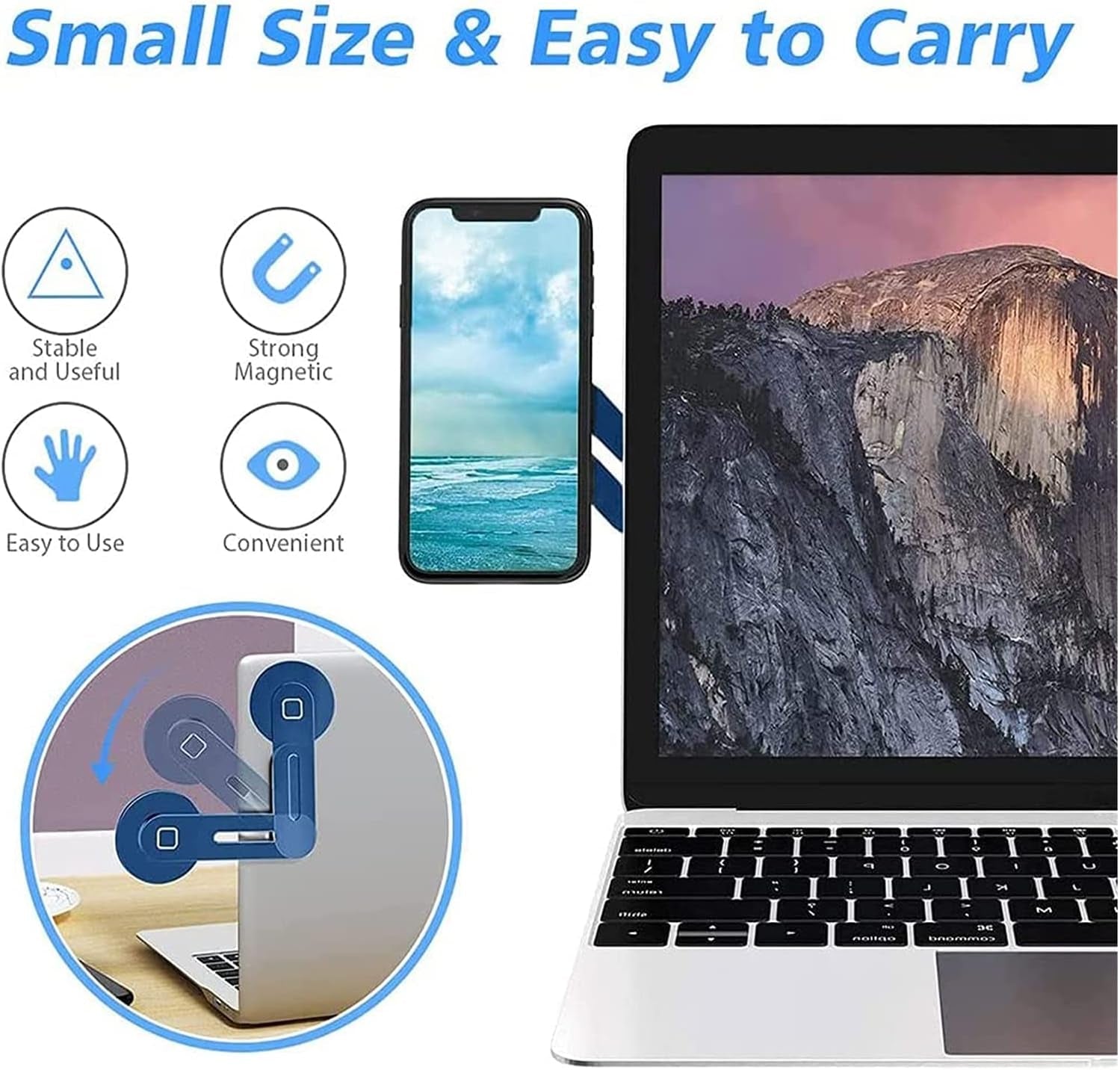 EPANO Laptop Cooling Pads Magnetic Suction Laptop Extension Stand Phone Mount, Aluminum Bracket Holder, Foldable Easy Install, Laptop Side Mount Compatible with 9-17 Inch Laptops (Size : Small)  EPANO   