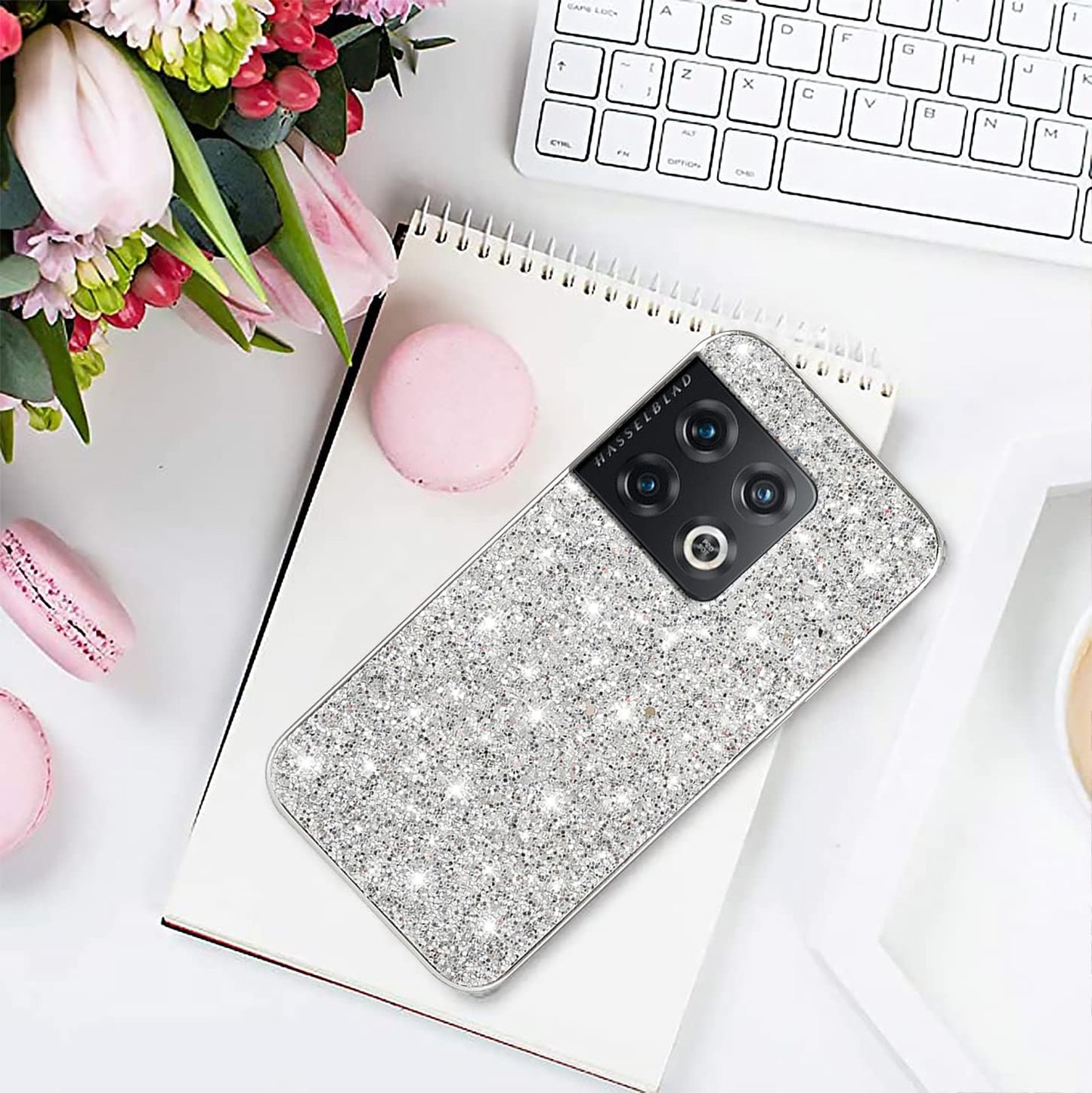 Jancyu Compatible with Oneplus 10 Pro Case, Shockproof Phone Cases for Oneplus 10 Pro Glitter Protective Cover for Women Cute Accessories (Sliver)  Jancyu   