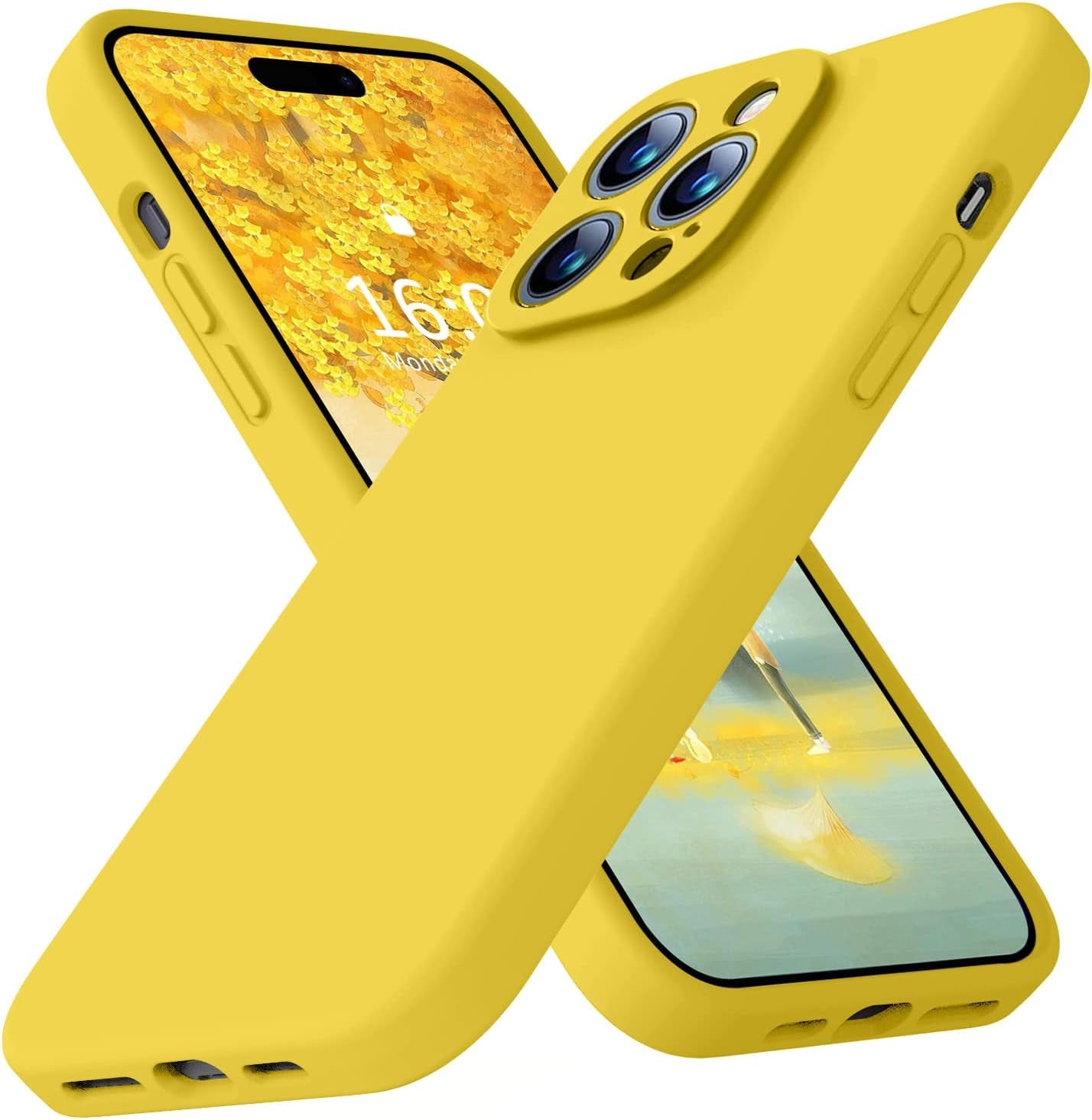 Ktele Compatible with Iphone 14 Pro Case, Ab-Grade Liquid Silicone Case, [Four Corner 50+Tiny Airbags Shockproof] [Soft Microfiber Lining Anti-Scratch] Camera All-Round Protection Case-Blue  Ktele Yellow  