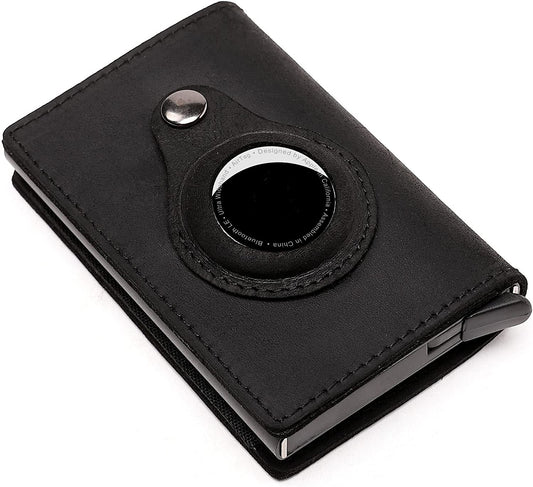 Minimalist Apple Tag Smart Wallet for Men with Money Clip Genuine Leather Pouch with Credit Card Holder Air Tag Jour Wallet Trackable Slide Airtag Billfold Pocket for Airtags Brown & Black  Generic   