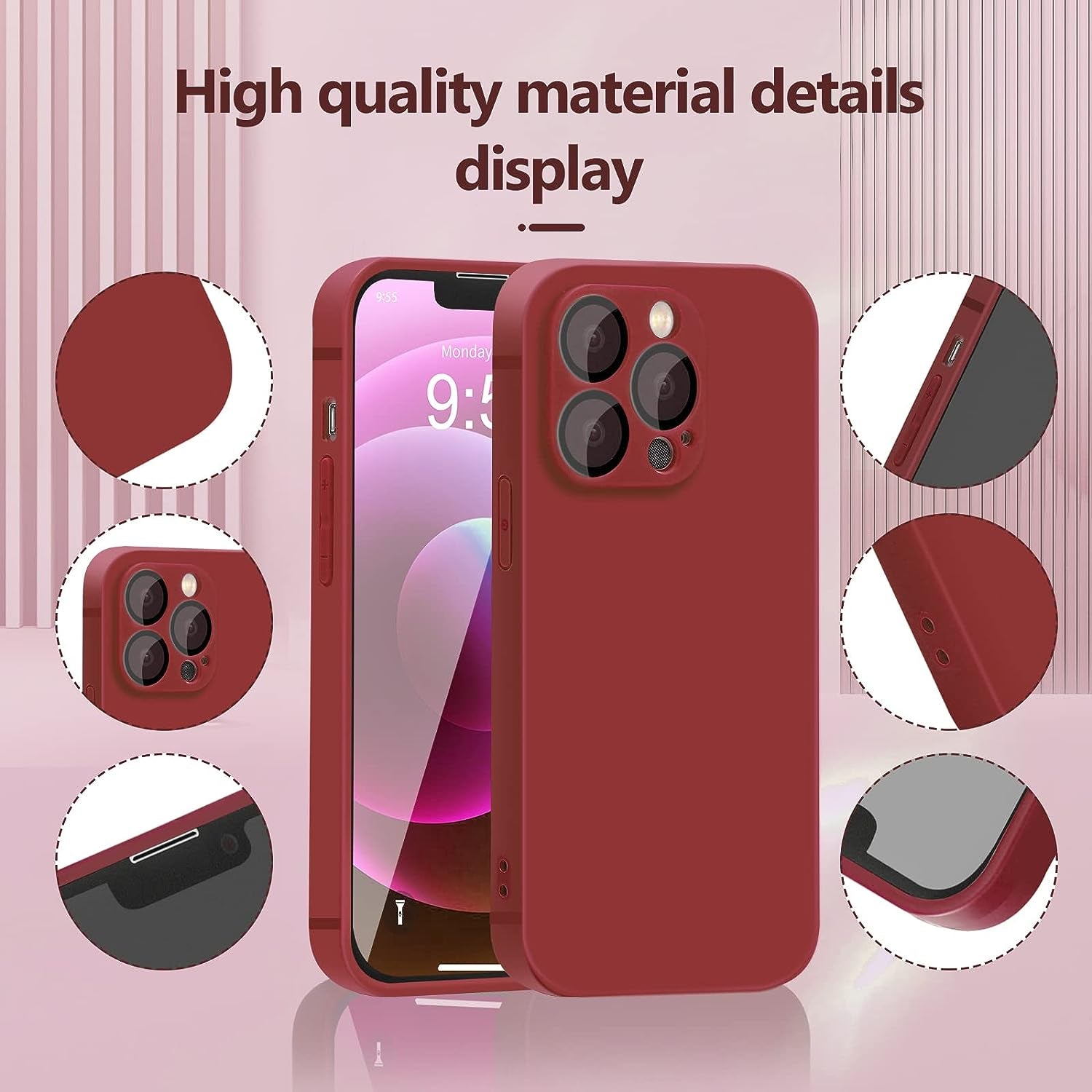 YZR Silicone Case for Iphone 12 Pro Max Case 6.7 Inch, Individual Protection for Each Lens, Liquid Silicone Phone Case with Microfiber Lining (Hawthorn Red)  YZR   