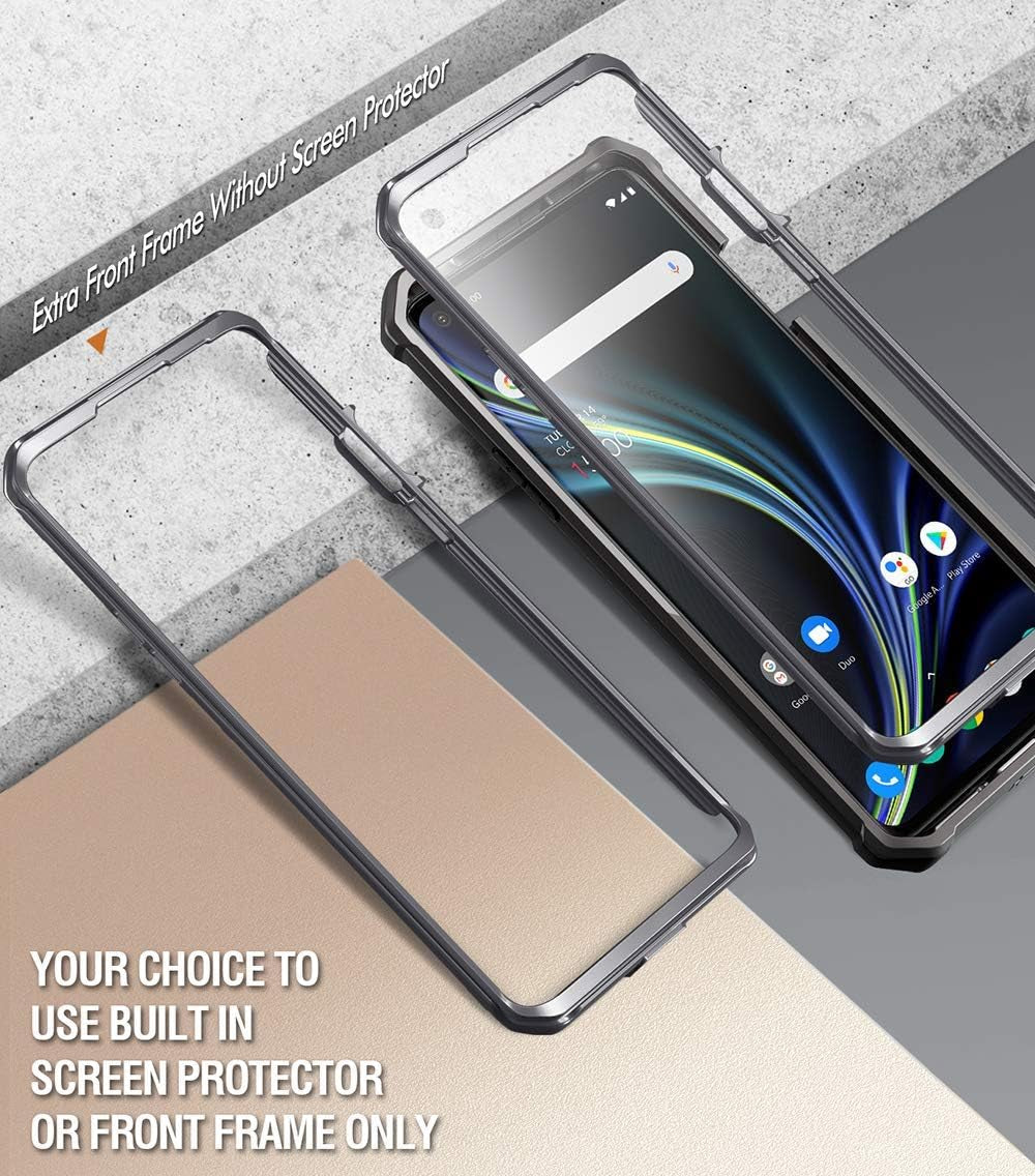 Poetic Guardian for Oneplus 8 Case, [Not Compatible with Verizon Version] Full-Body Hybrid Shockproof Bumper Cover with Built-In-Screen Protector, Black/Clear  Poetic   