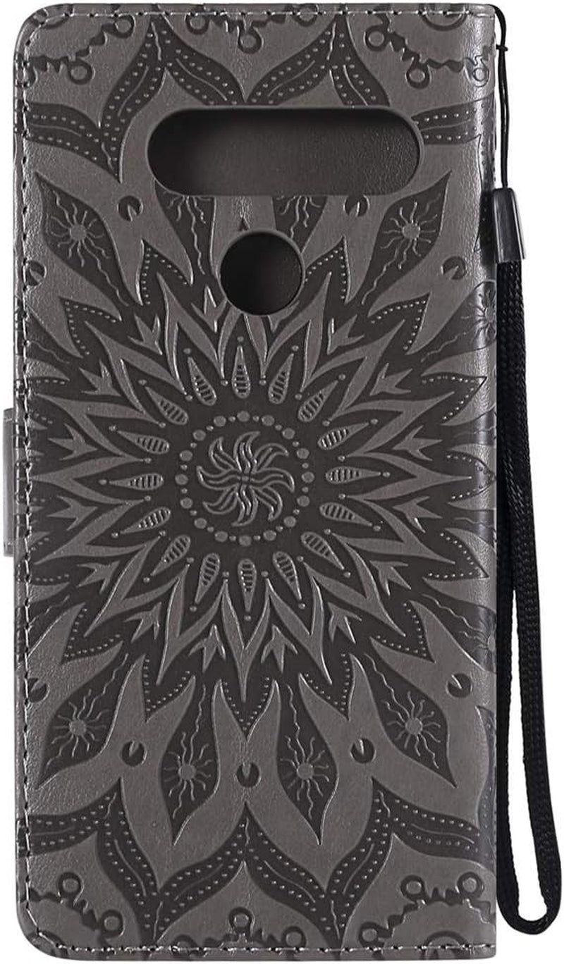 ISADENSER LG V40 Thinq Case LG V40 Flip Case for Women [Wallet Stand] as Case with Shockproof Cards Slot Holder Cash Pockets Magnetic Closure PU Leather Wallet Case Cover for LG V40 Thinq Gray Sun  ISADENSER   