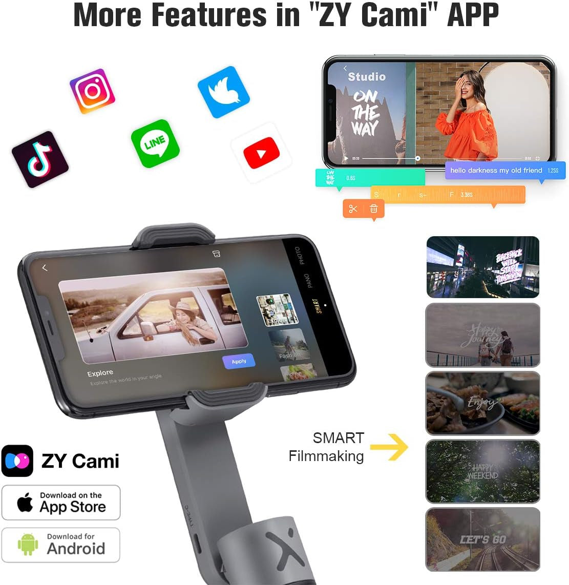 Zhiyun Smooth-Q 3-Axis Handheld Gimbal Stabilizer for Smartphone up to 220G or 6 Inches I.E. Iphone 7 Plus, Samsung S7, Huawei Mate  Zhiyun   