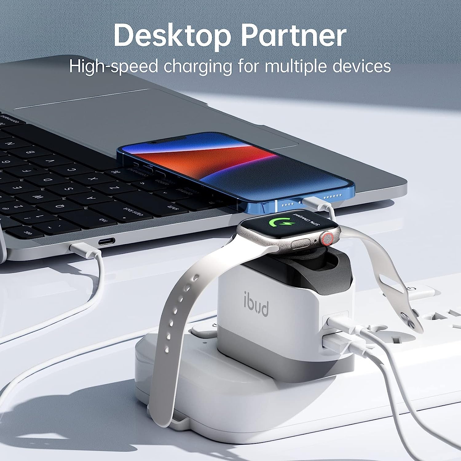 BUDI Iphone Fast Charger with Foldable Apple Watch Wireless Charging USB PD 38W Wall Charge Travel Charger for Apple Watch Block Wall Charger Iphone 13/12/Mini/12 Pro Max Phone Airpods, Apple Watch  BUDI   