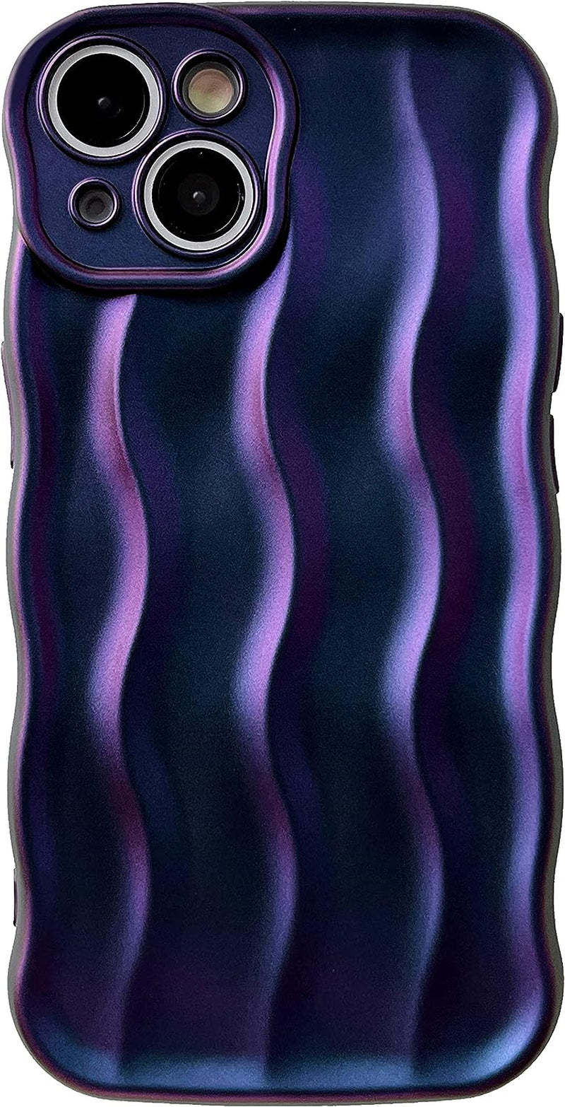Caseative Water Ripple Pattern Curly Wave Frame Soft Compatible with Iphone Case (Green,Iphone 14 Pro)  Caseative Purple Iphone 13 Pro 