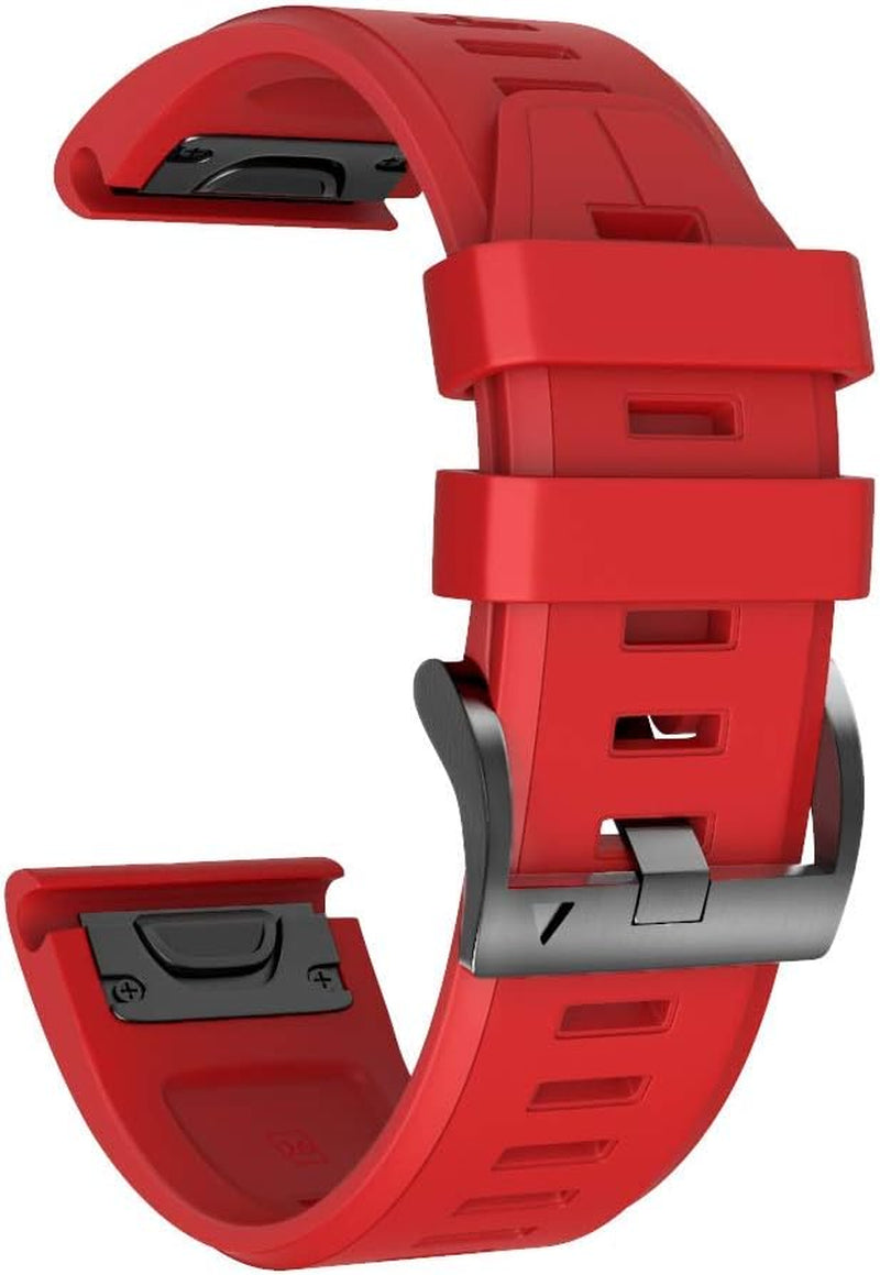 ANCOOL Compatible with Garmin Fenix 5X plus Band 26Mm Easy Fit Silicone Watch Strap Wristbands Replacement for Fenix 7X/Fenix 6X Pro/Fenix 6X/D2 Delta Px/Tactix Delta/Descent Mk2 (Pack of 7)  ANG Red  
