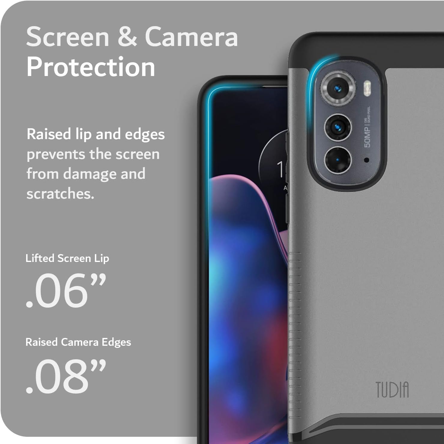 TUDIA Dualshield Designed for Motorola Edge 2022 Case, [Merge] Shockproof Military Grade Slim Dual Layer Heavy Duty Protection for Moto Edge 2022 Case - Metallic Slate  TUDIA   